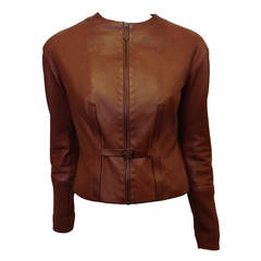 Hermès Cognac Brown Leather Jacket