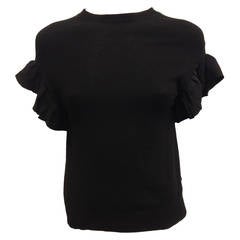 Lanvin Black Sweater with Silk Sleeves