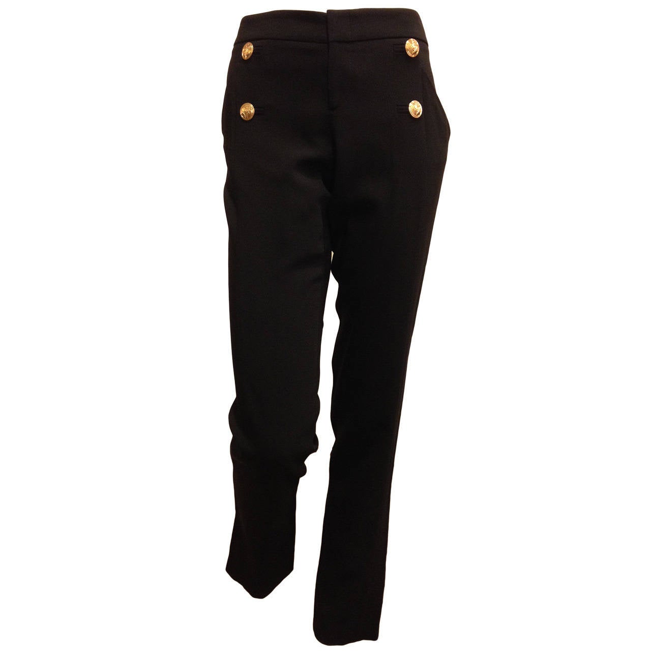 Gucci Black Slacks with Gold Buttons