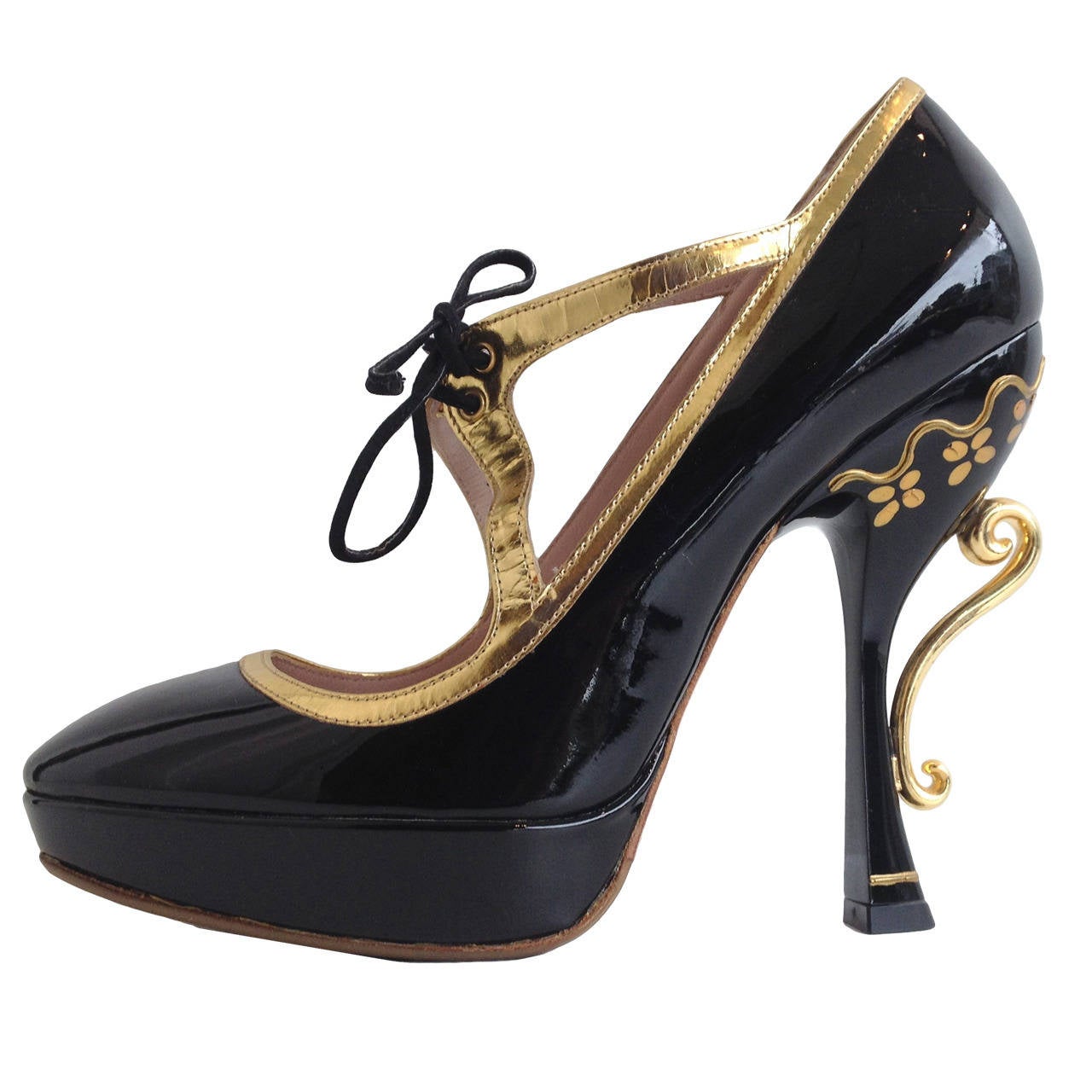 Miu Miu Black Patent Teacup Heels