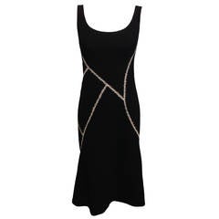 Alexander McQueen Black Dress with White Stitches