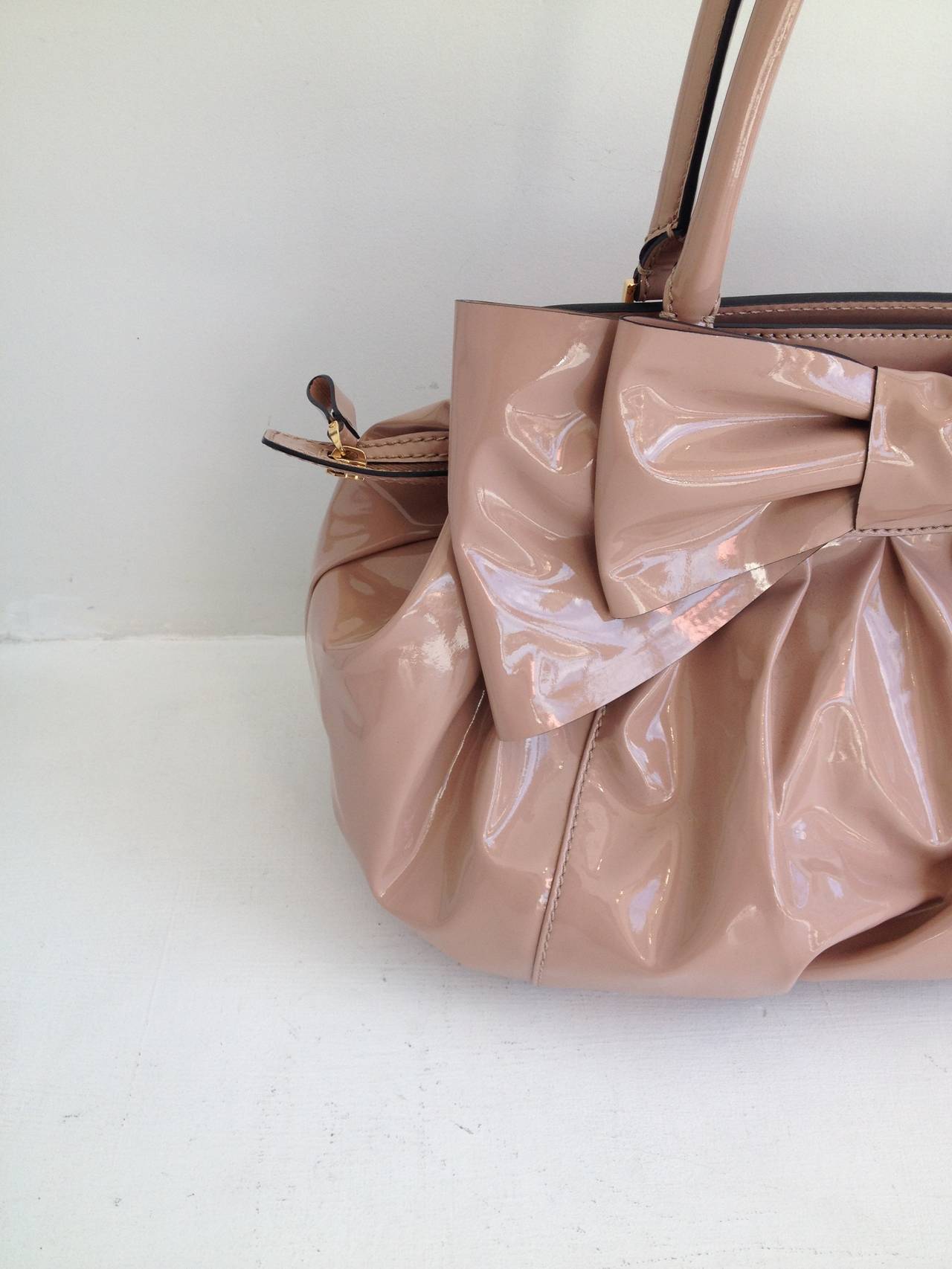 Valentino Blush Patent Purse with Bow at 1stDibs