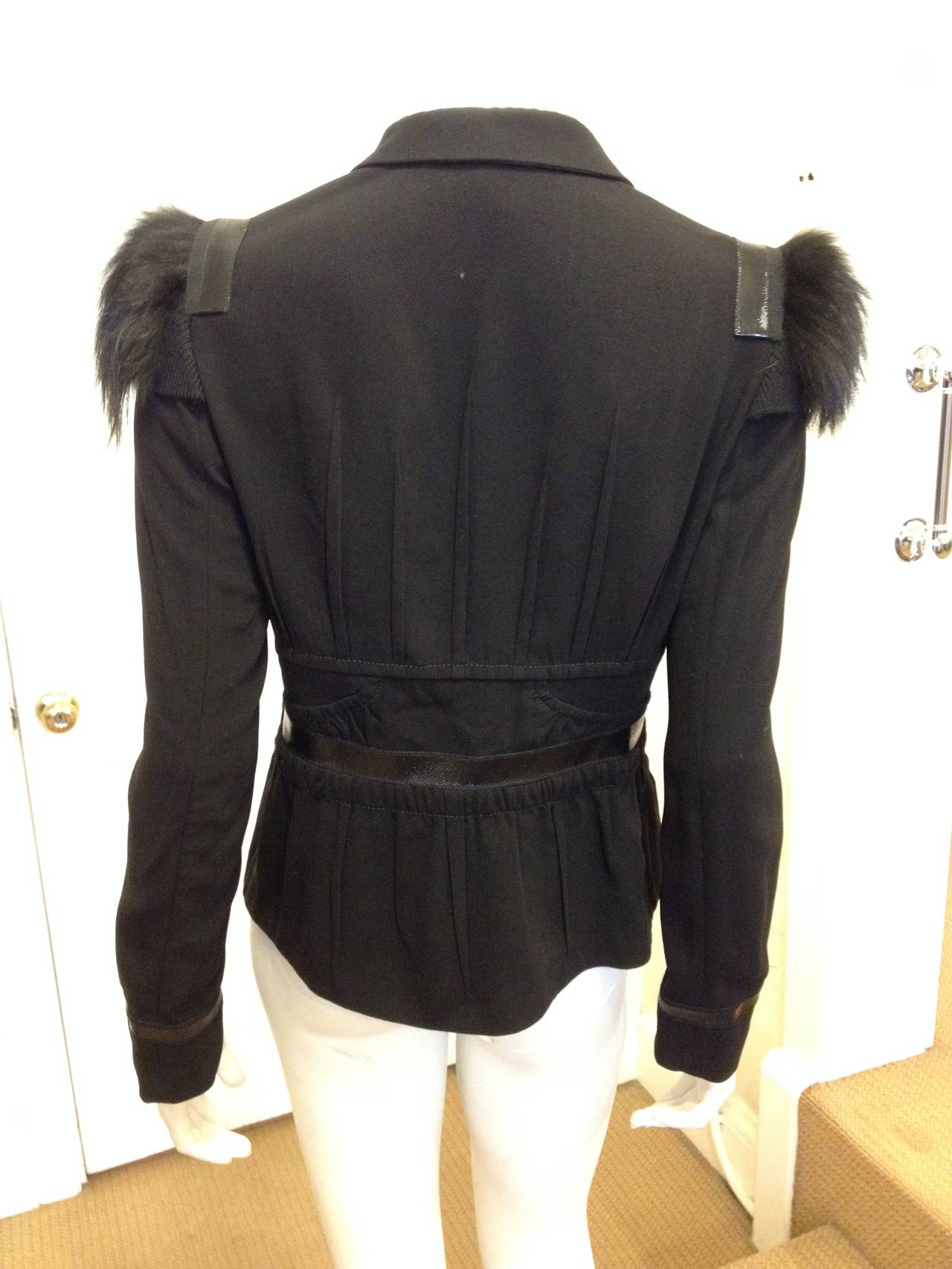 Prada Black Jacket with Fur Shoulder Patches 1