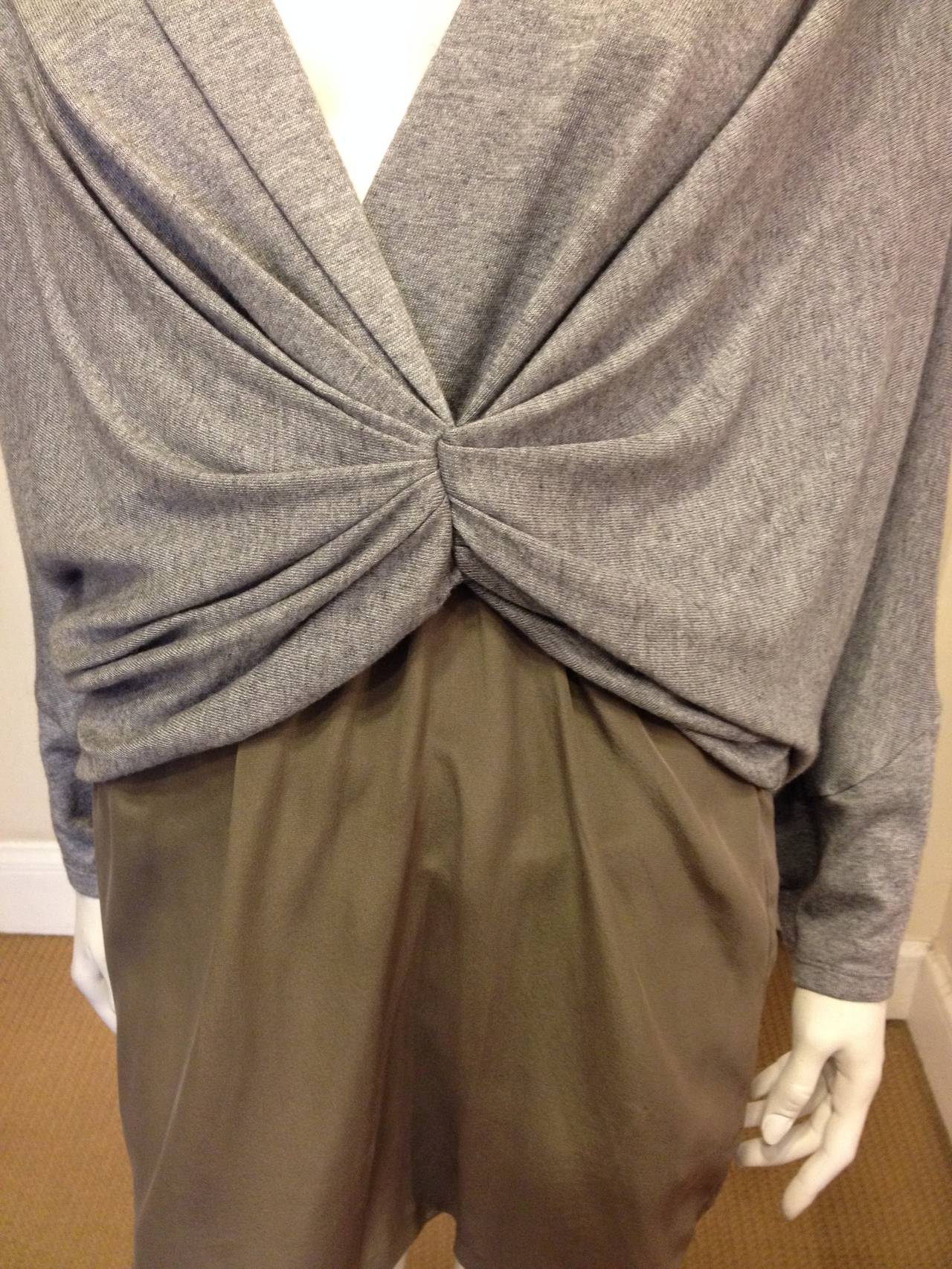 Thakoon Grey and Brown Twist Front Dress In Excellent Condition In San Francisco, CA