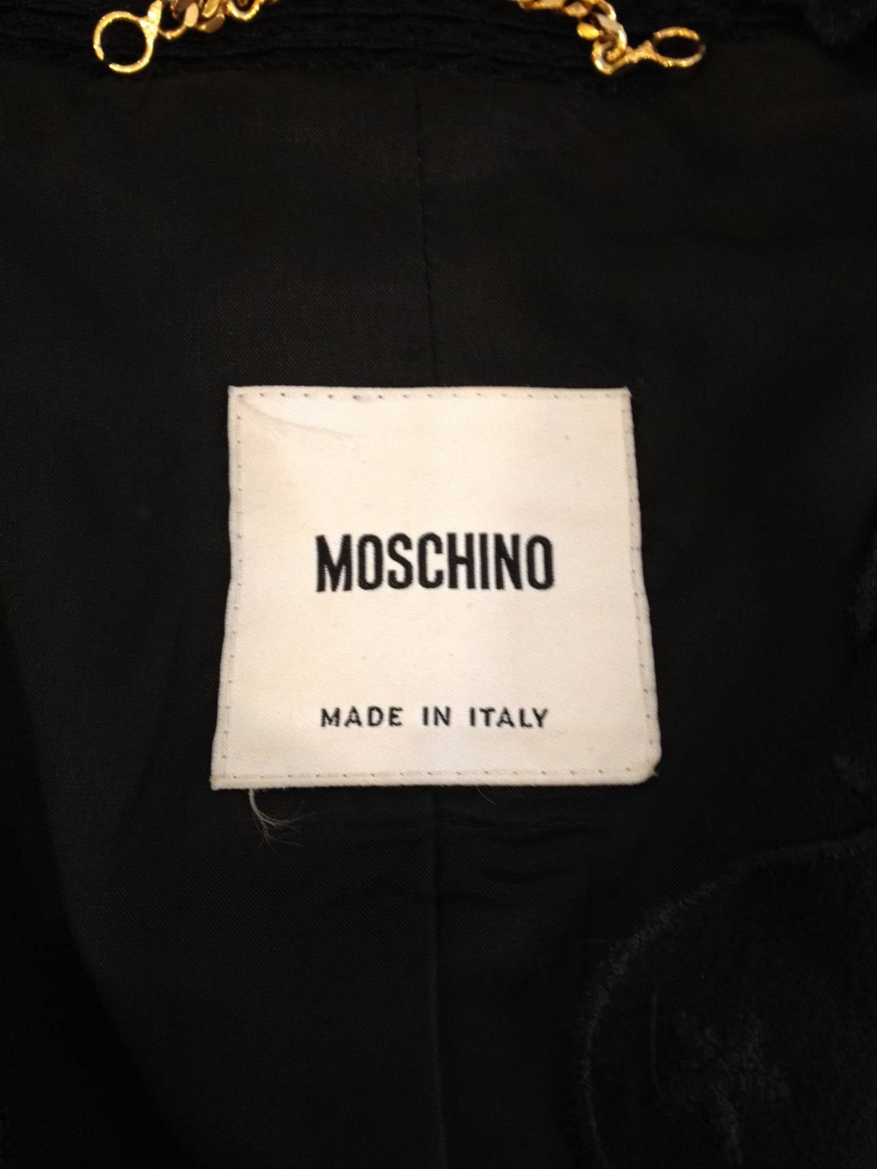 Moschino Black Tweed Jacket with Scalloped Chiffon Collar 2