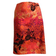 Christian Lacroix Orange and Pink Patterned Skirt