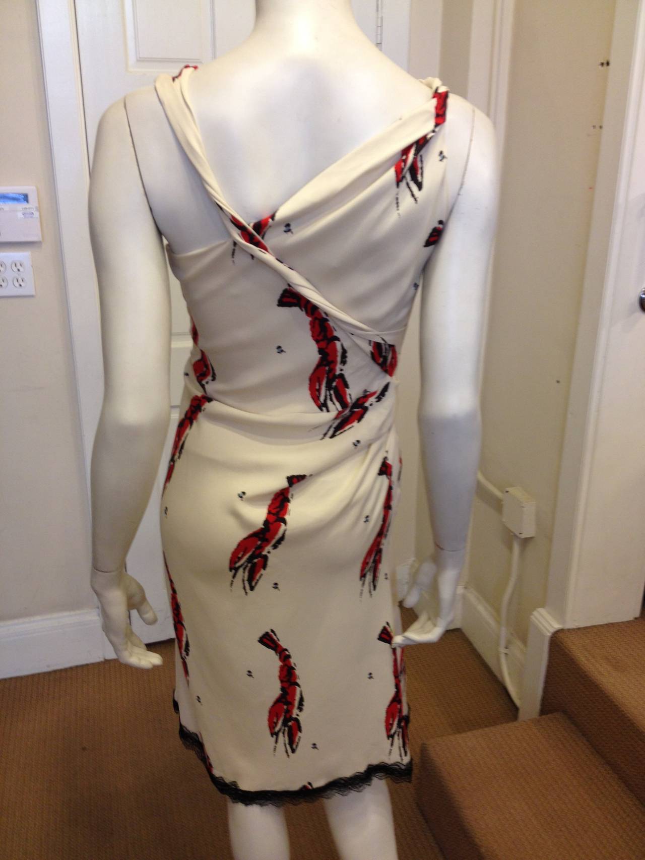 David Szeto Cream Dress with Lobsters In New Condition In San Francisco, CA
