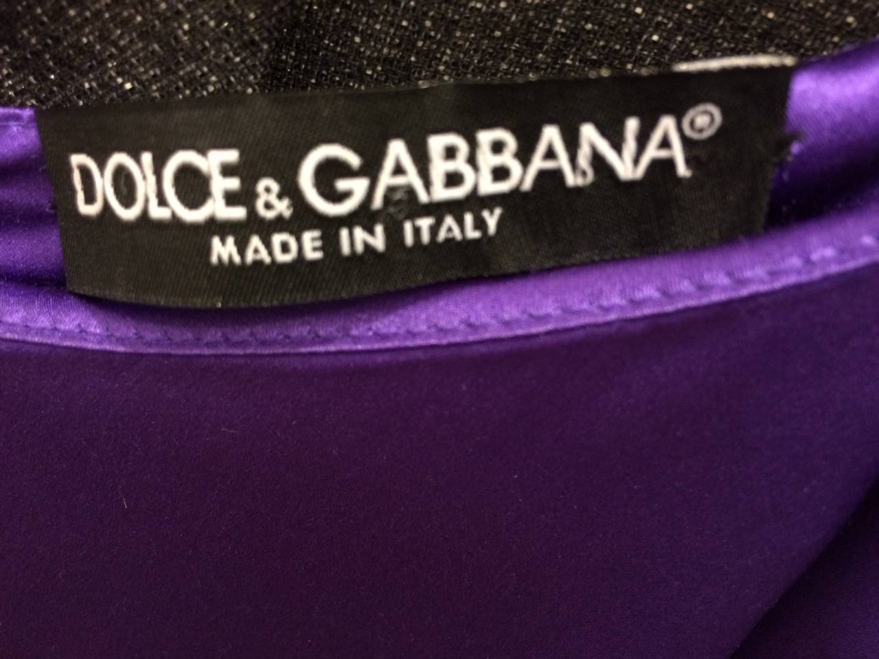 Dolce & Gabbana Purple Silk Capsleeve Dress 1
