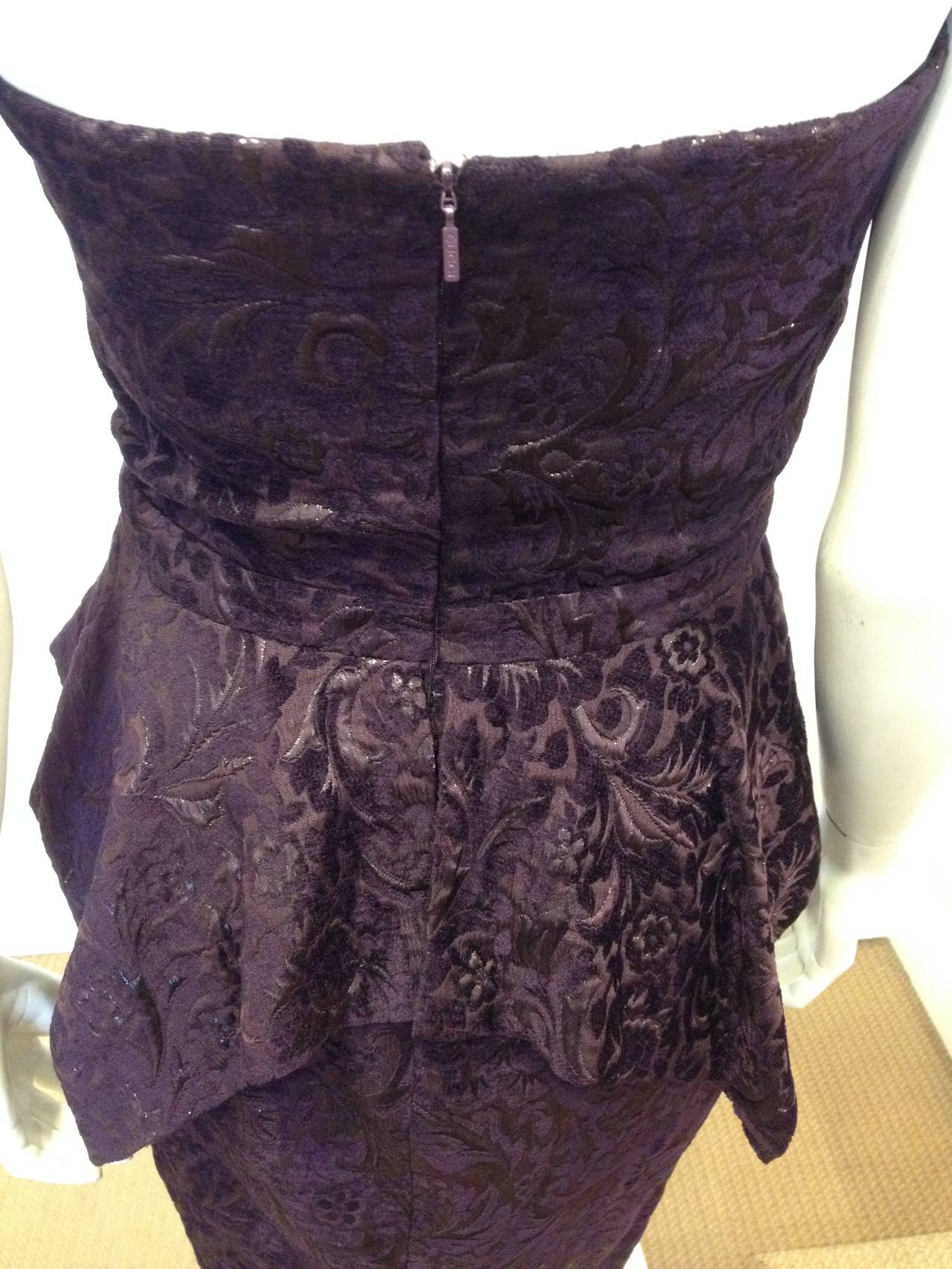 Women's Gucci Purple Floral Brocade Strapless Dress