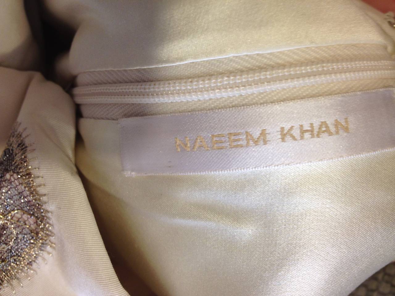 Naeem Khan Cream Dress with Gold Medallions 4