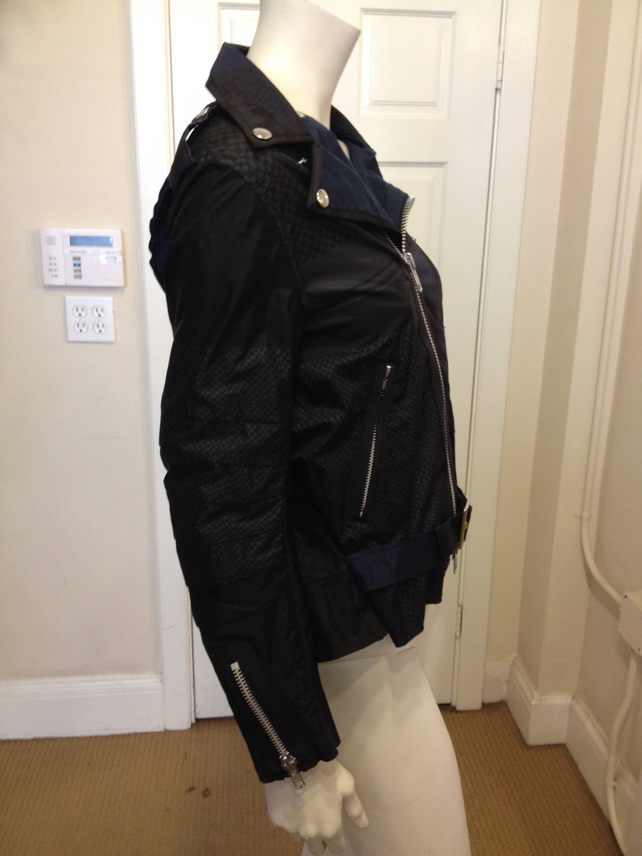 Sacai Black and Navy Motorcycle Jacket In Excellent Condition In San Francisco, CA