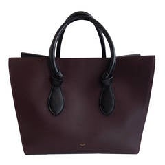 Céline Maroon and Black Leather Tie Tote