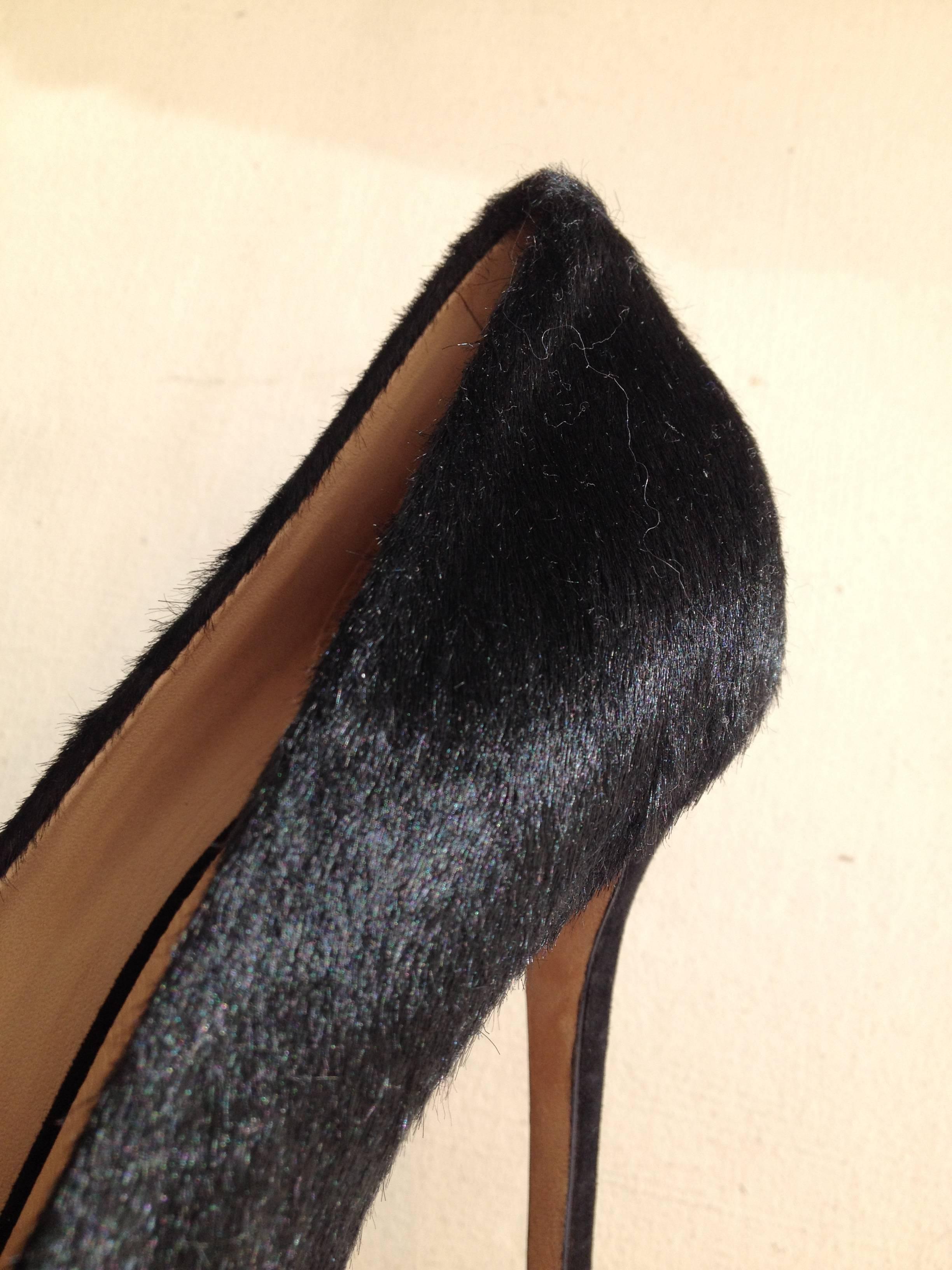 Celine Black Ponyhair Heels Size 37 (6.5) For Sale 2