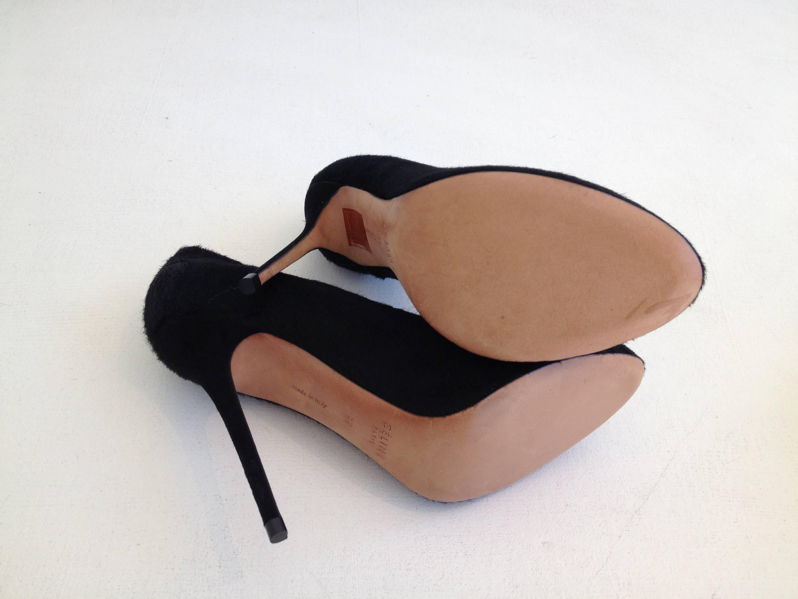 Celine Black Ponyhair Heels Size 37 (6.5) For Sale 3