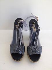 Chanel Pewter and Gold Rhinestone Platform Heel Size 39 (8.5)