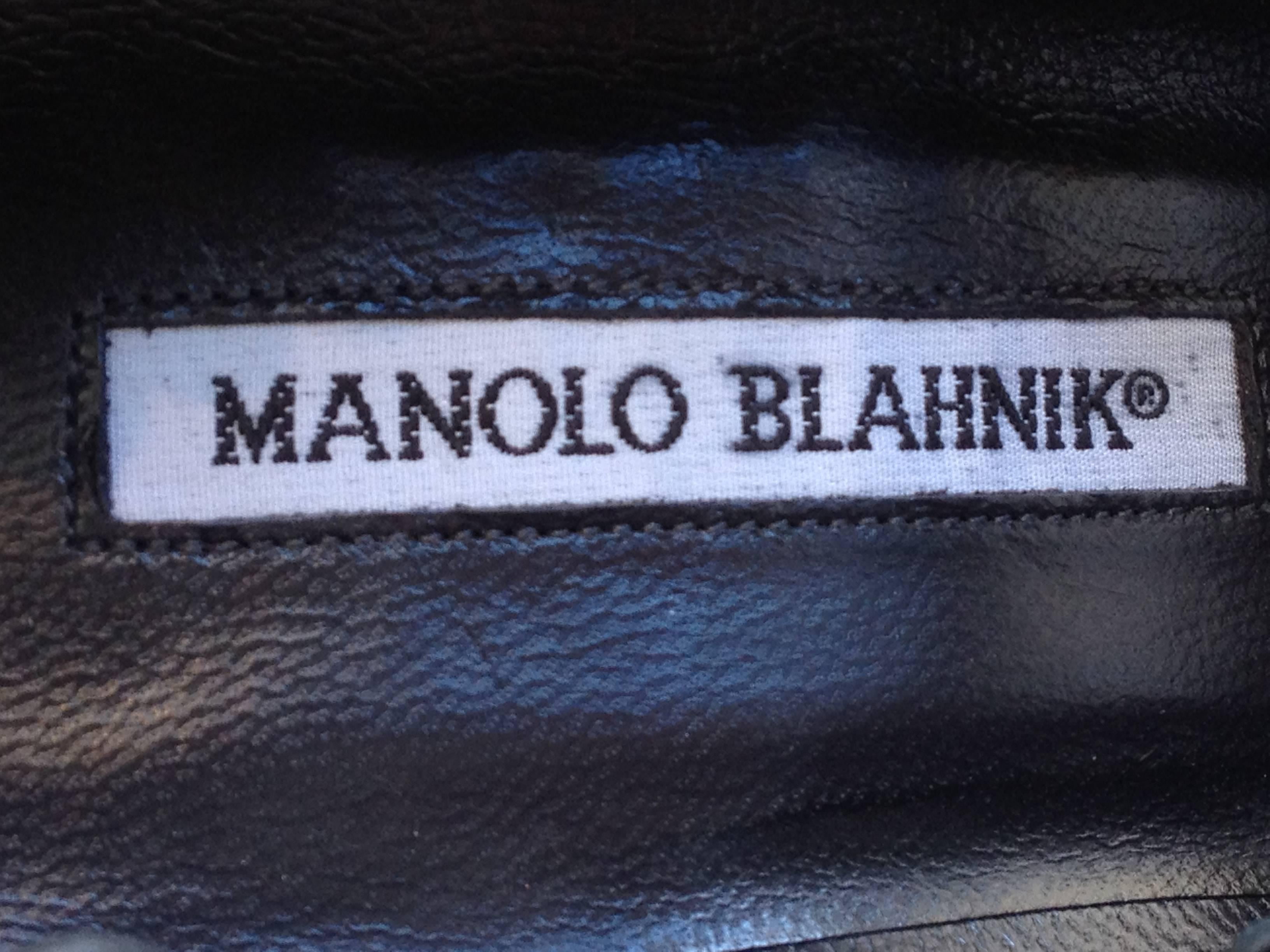 Manolo Blahnik Black Suede Scalloped Mary Janes 4