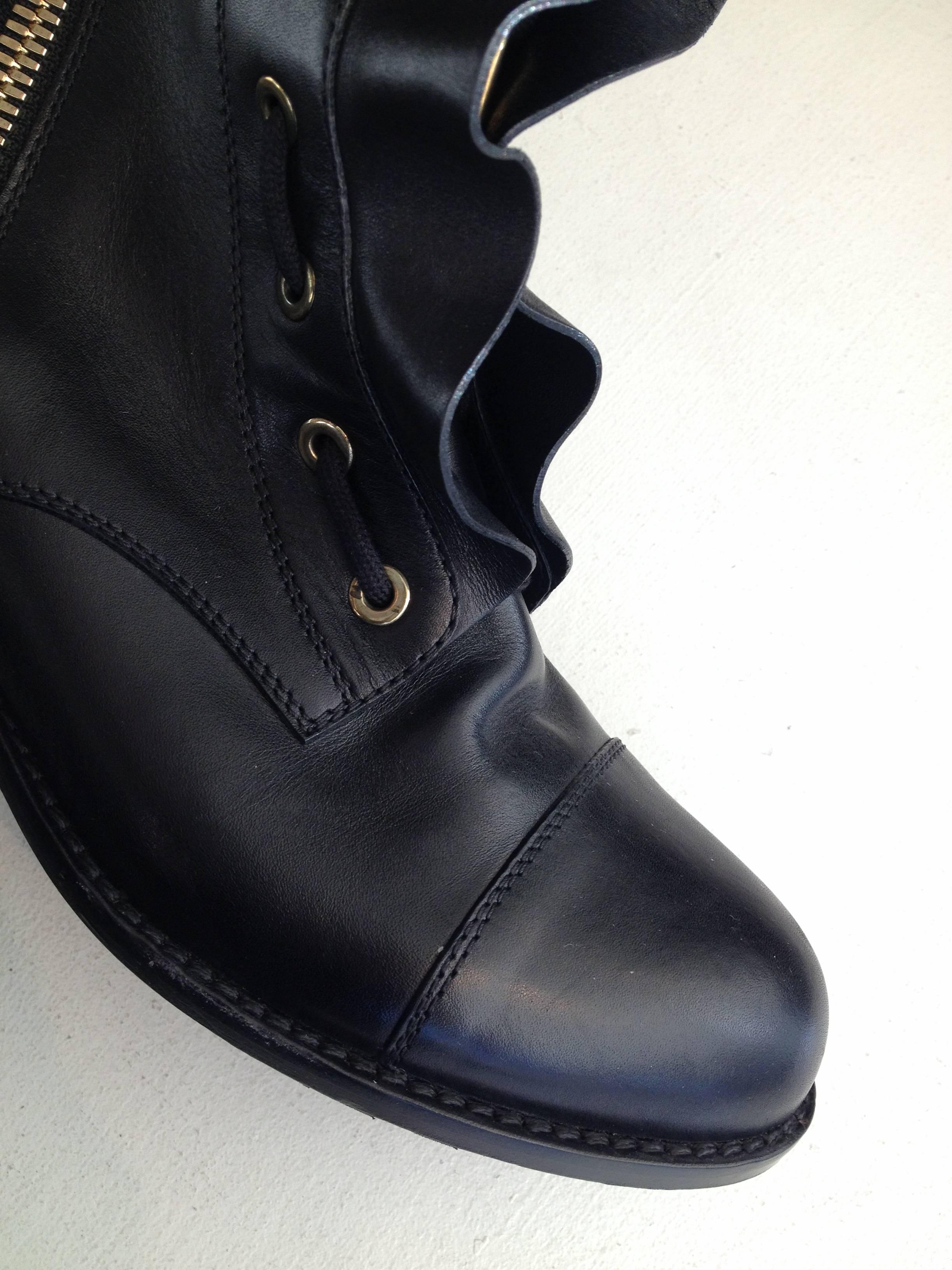 Valentino Black Biker Boot with Ruffle 1