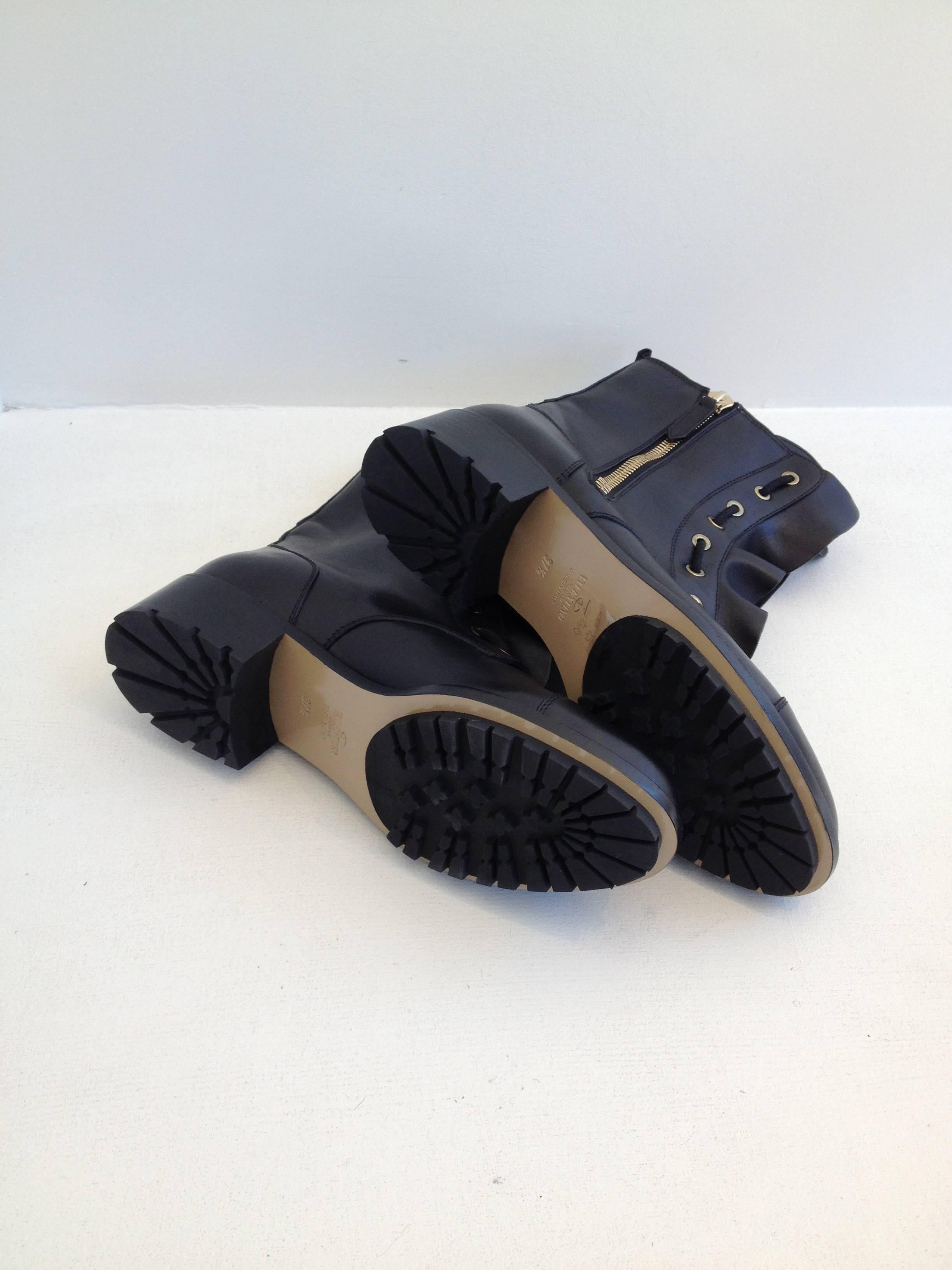 Valentino Black Biker Boot with Ruffle 3