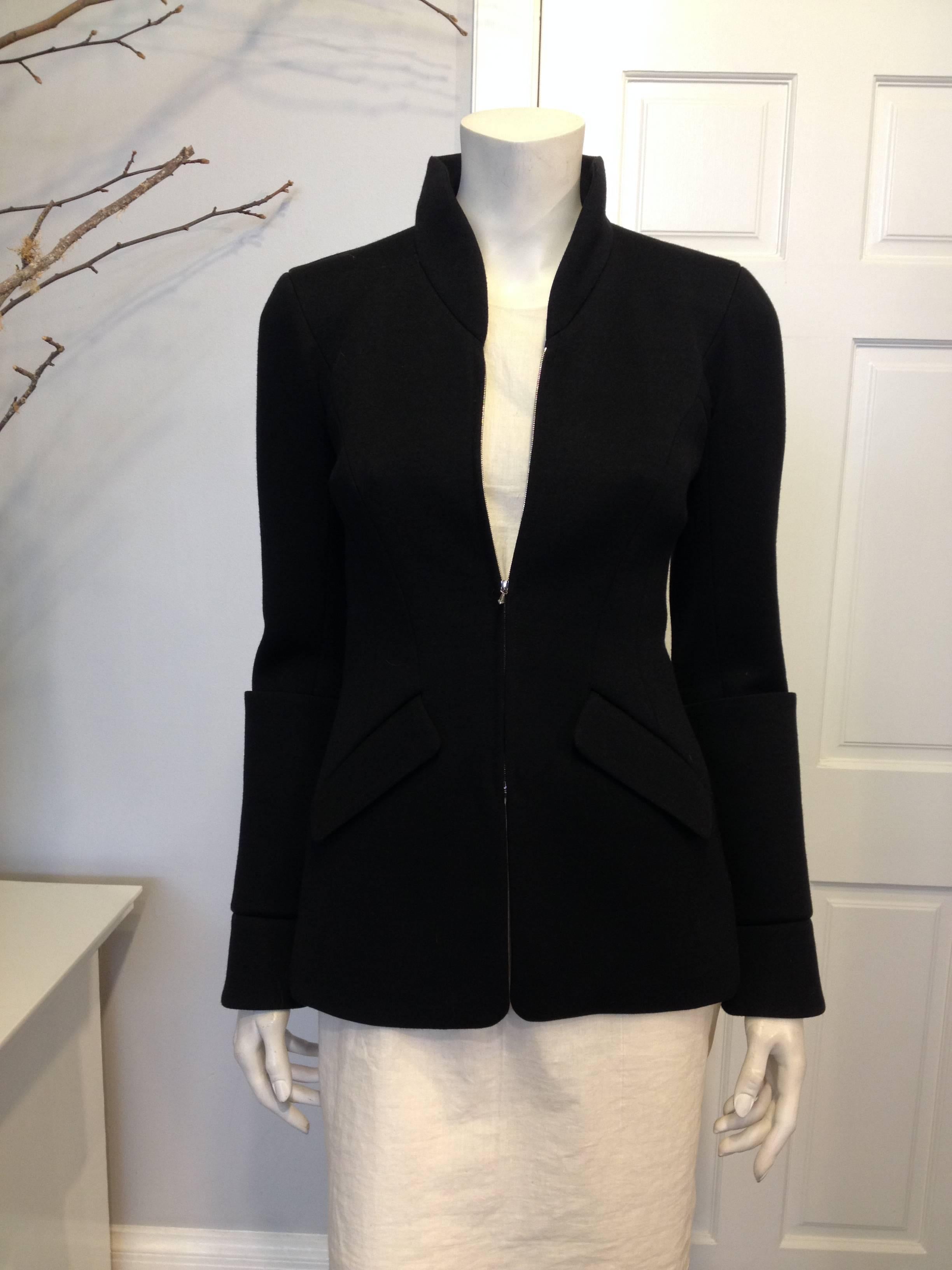 Women's Chanel Black Jacket with Zippers Size 36 (4) For Sale