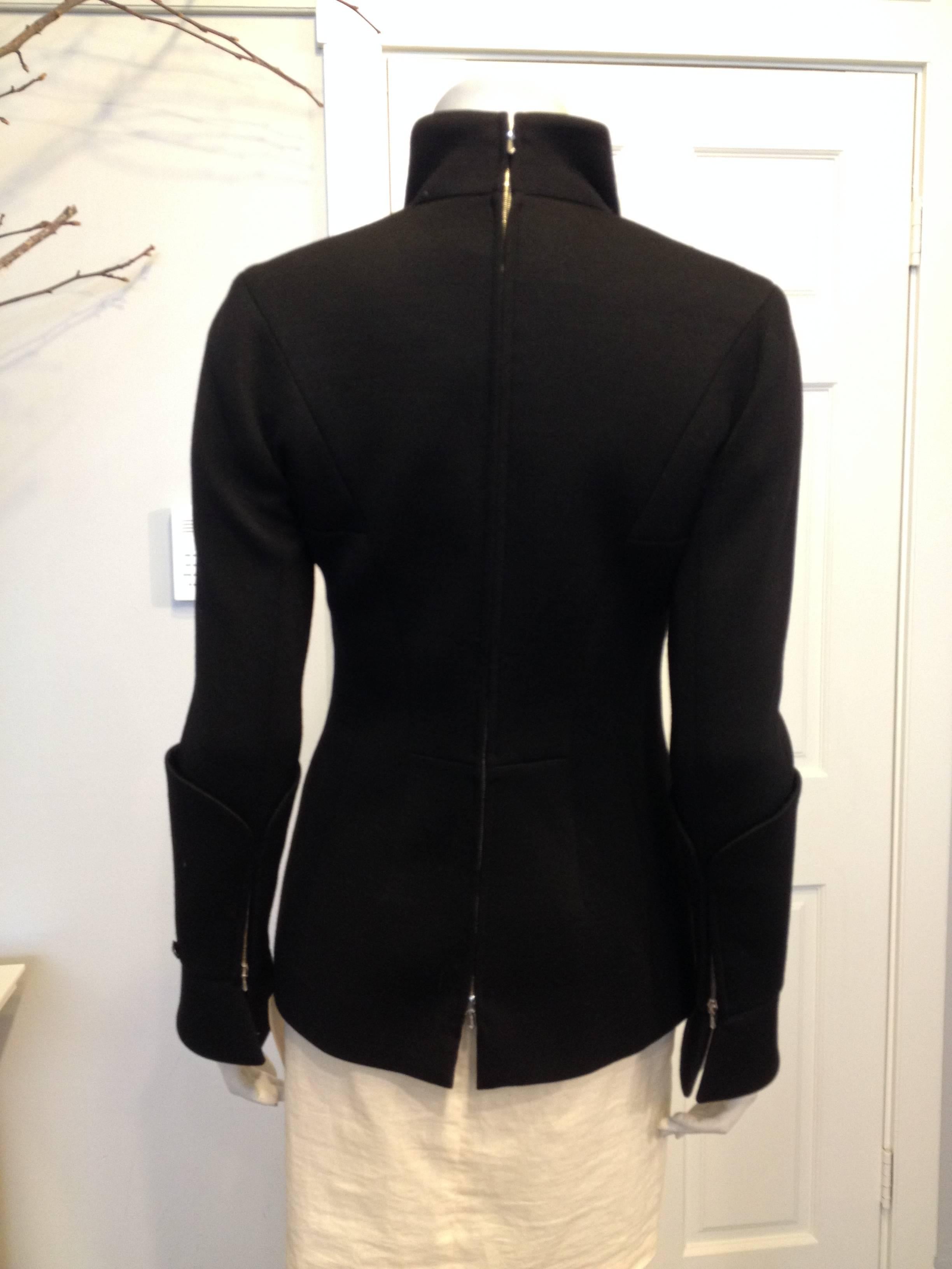 Chanel Black Jacket with Zippers Size 36 (4) In Excellent Condition For Sale In San Francisco, CA