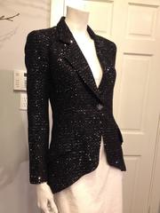 Chanel Black Tweed Jacket with Sequins Size 36 (4)