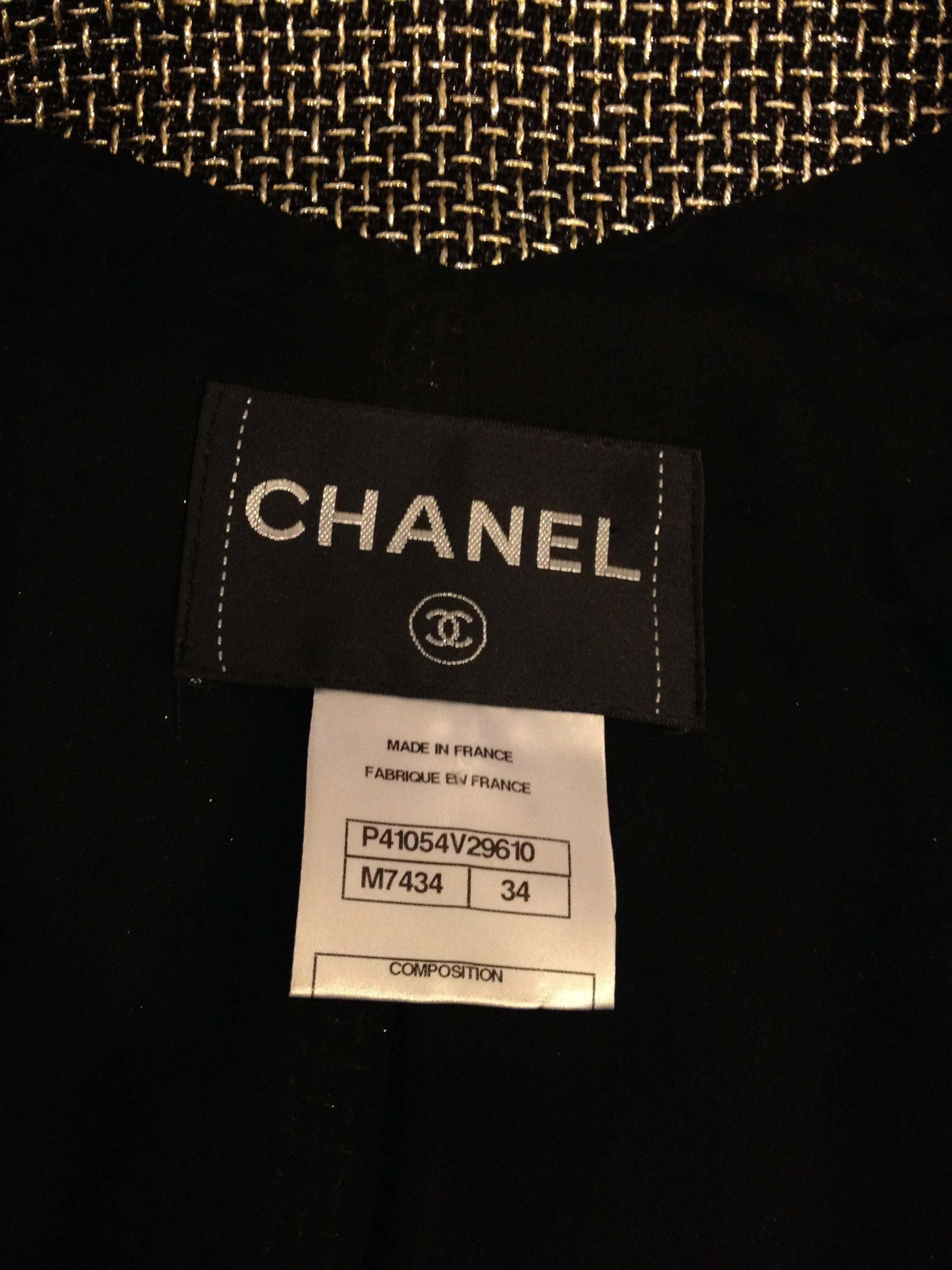 Chanel Black Jacket with Gold and Silver Metallics Size 34 (2) For Sale 4