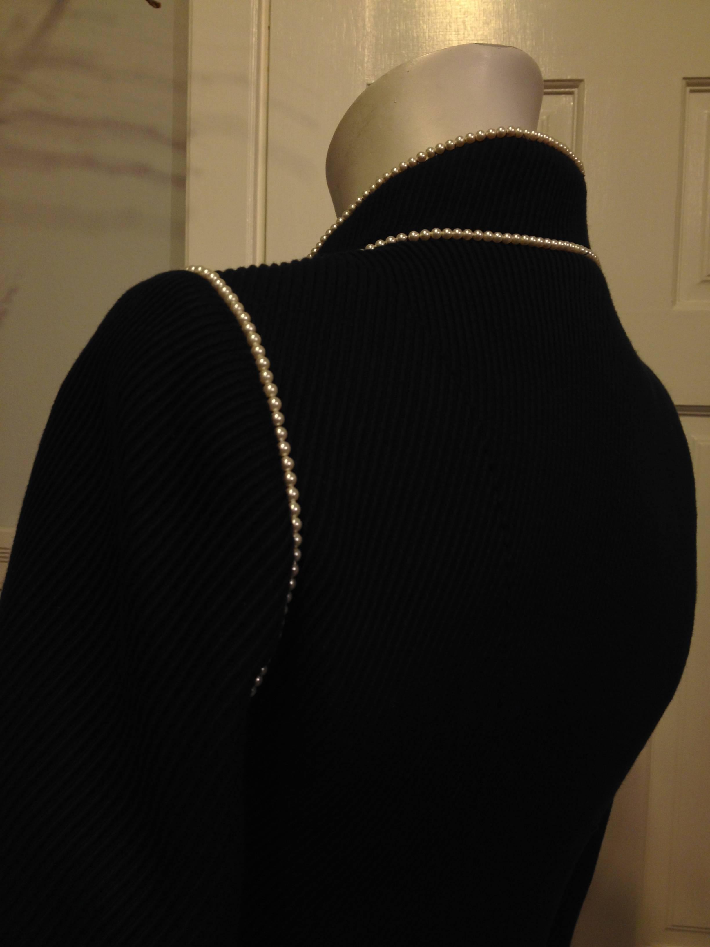 Chanel Navy Majorette Jacket with Pearls In Excellent Condition In San Francisco, CA