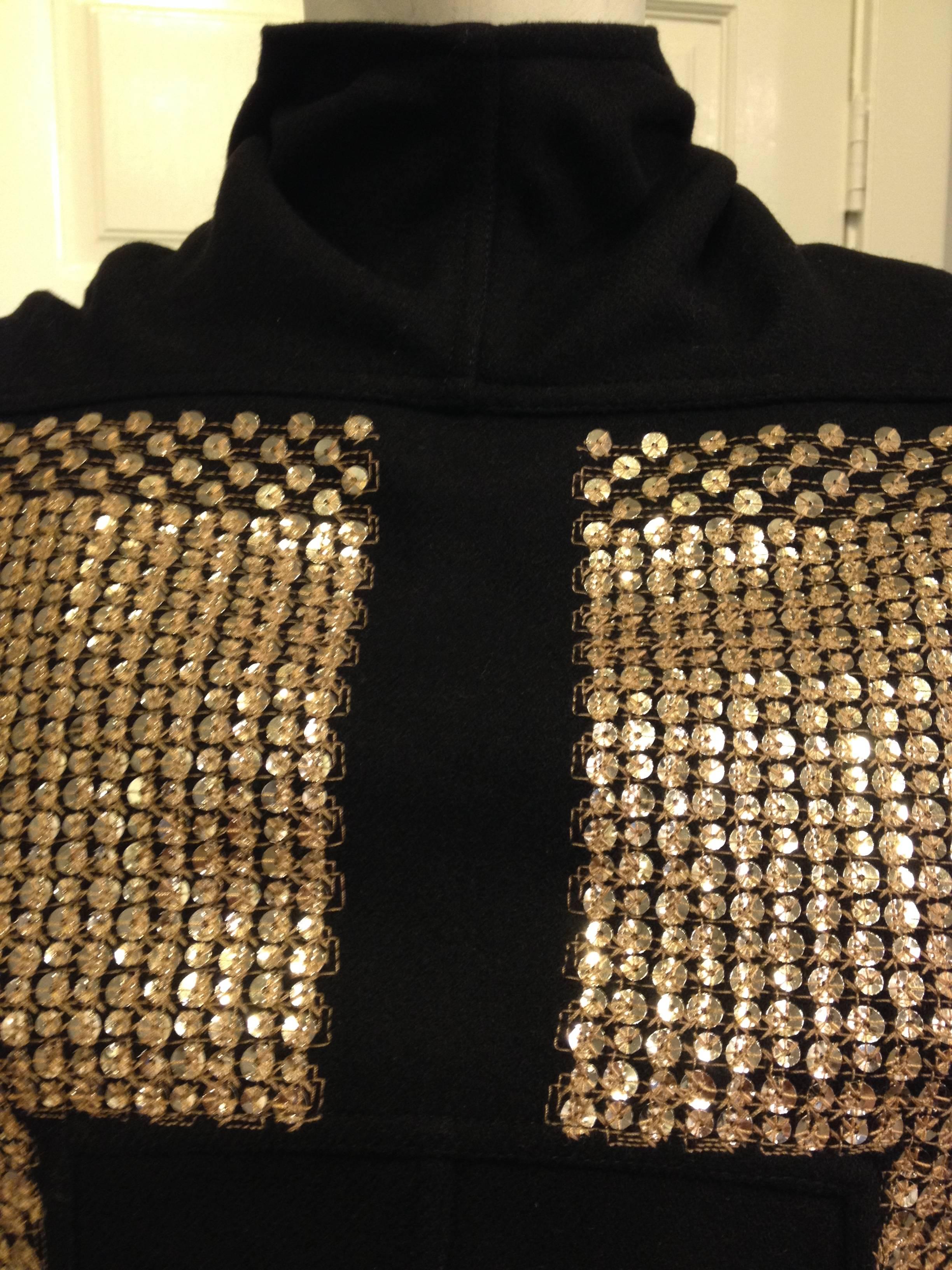 Rick Owens Black Wool Top with Gold Sequins 3