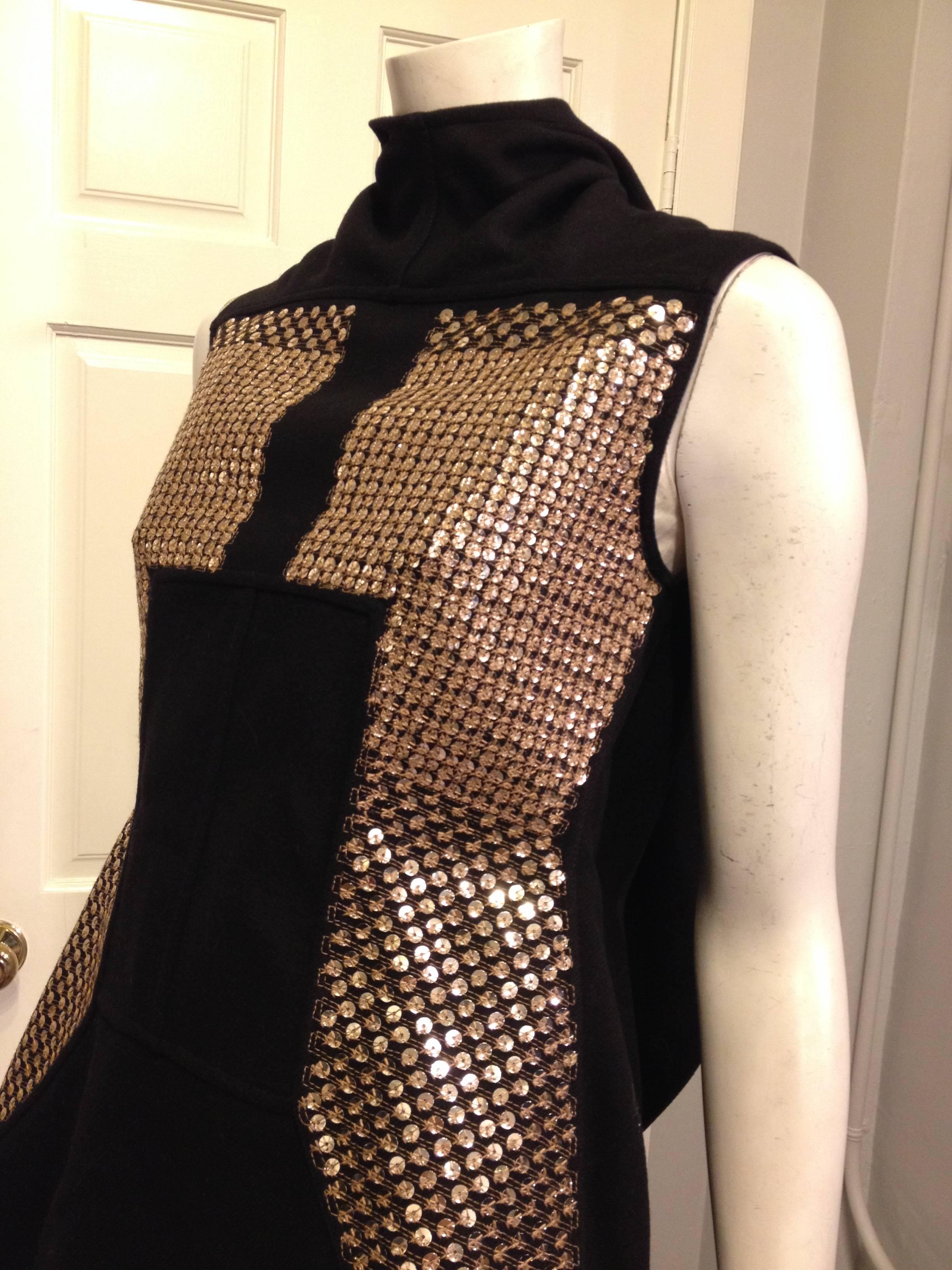 Rick Owens Black Wool Top with Gold Sequins 2