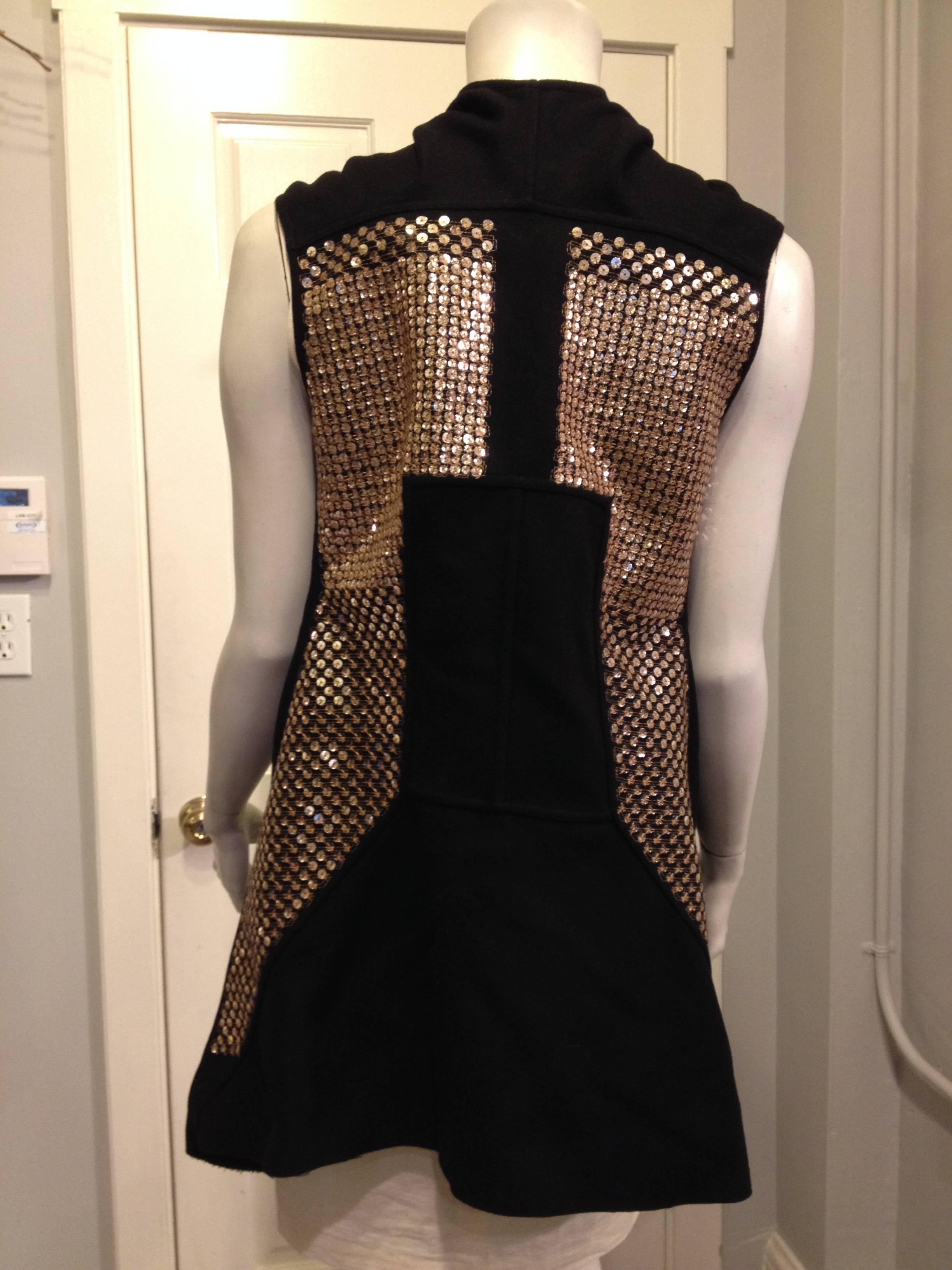 Rick Owens Black Wool Top with Gold Sequins 1