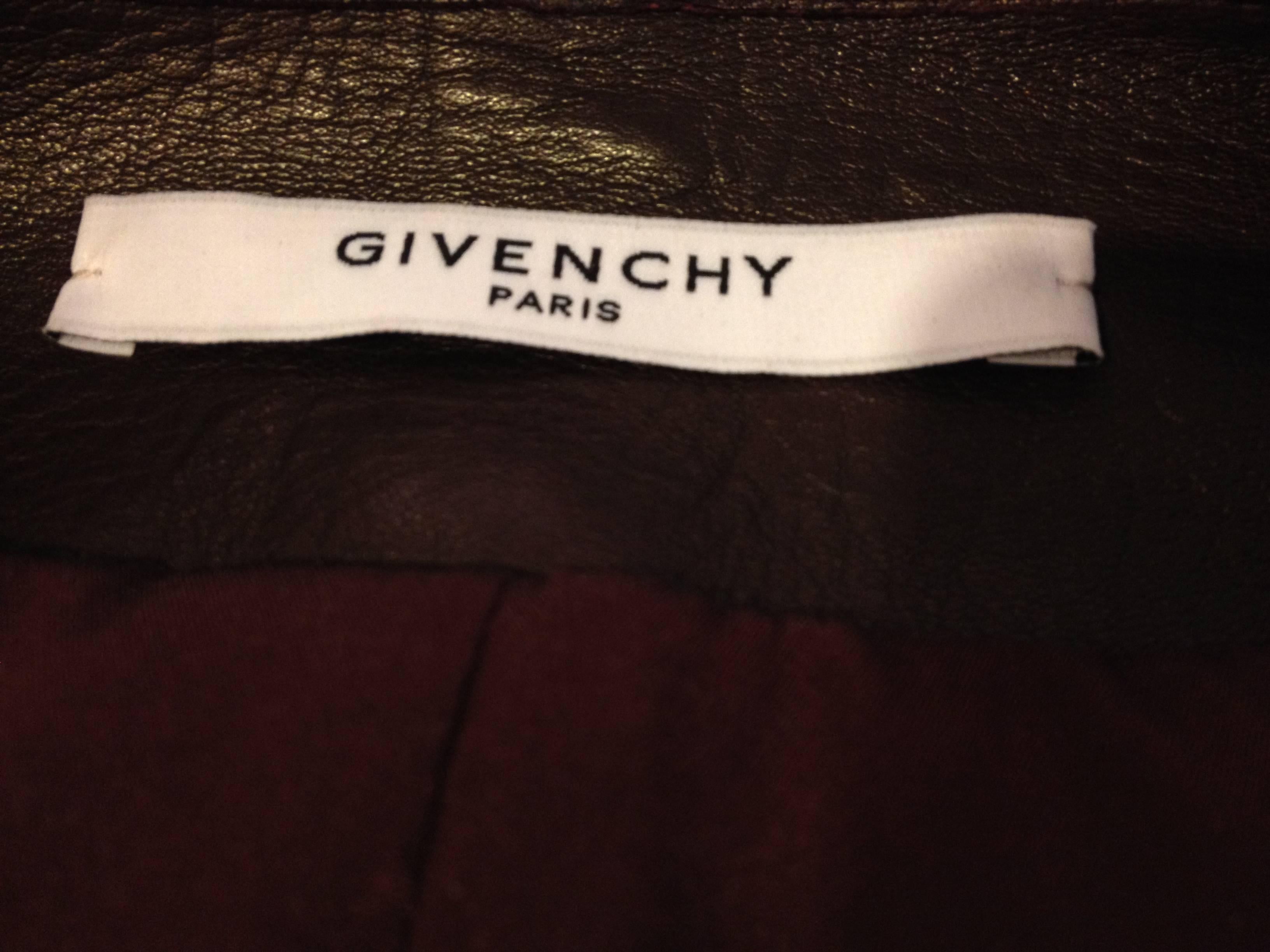 Givenchy Burgundy Ribbed Leather Motorcycle Jacket Size 38 (6) For Sale 4