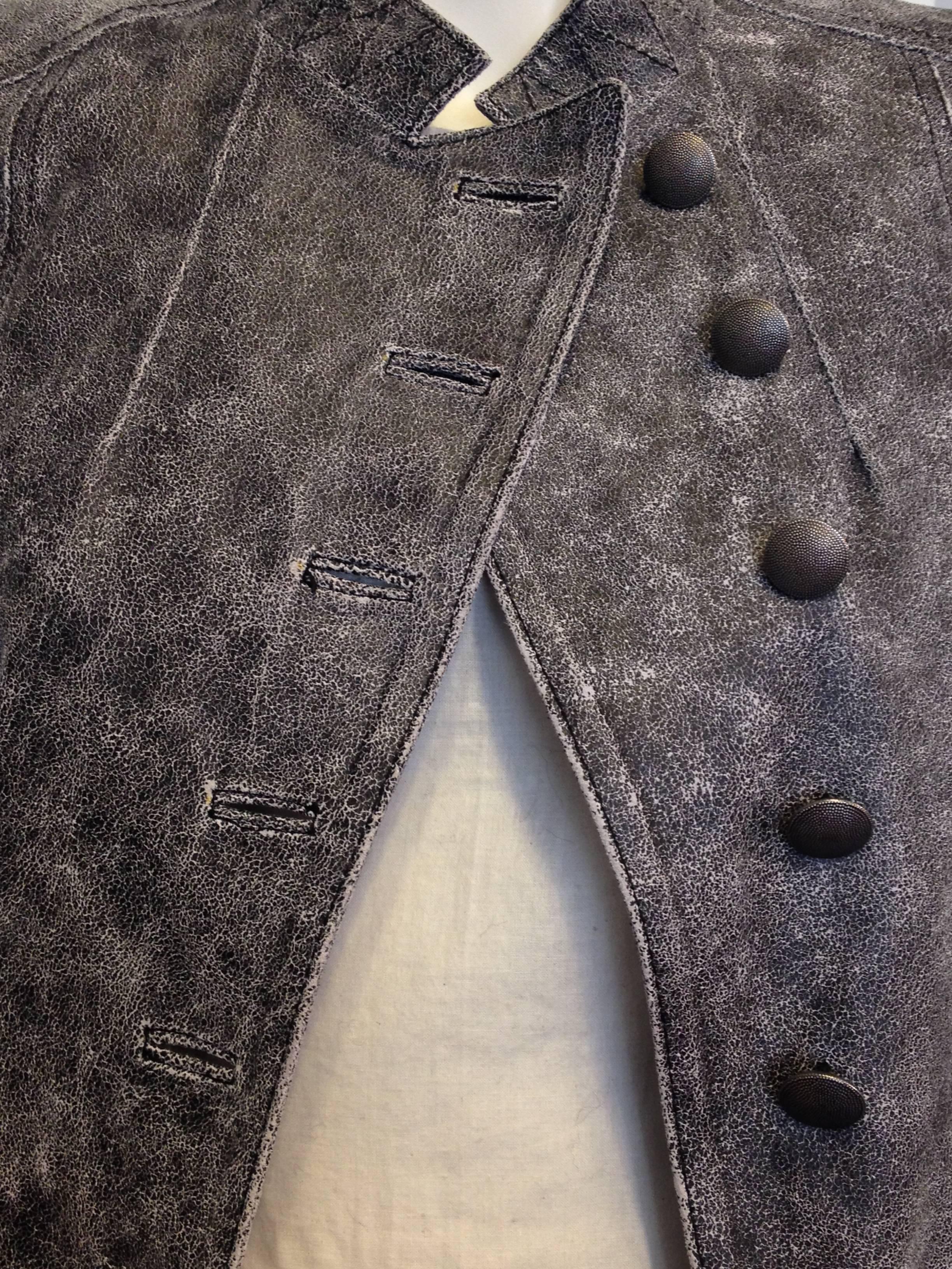 Ann Demeulemeester Grey Distressed Leather Jacket 1