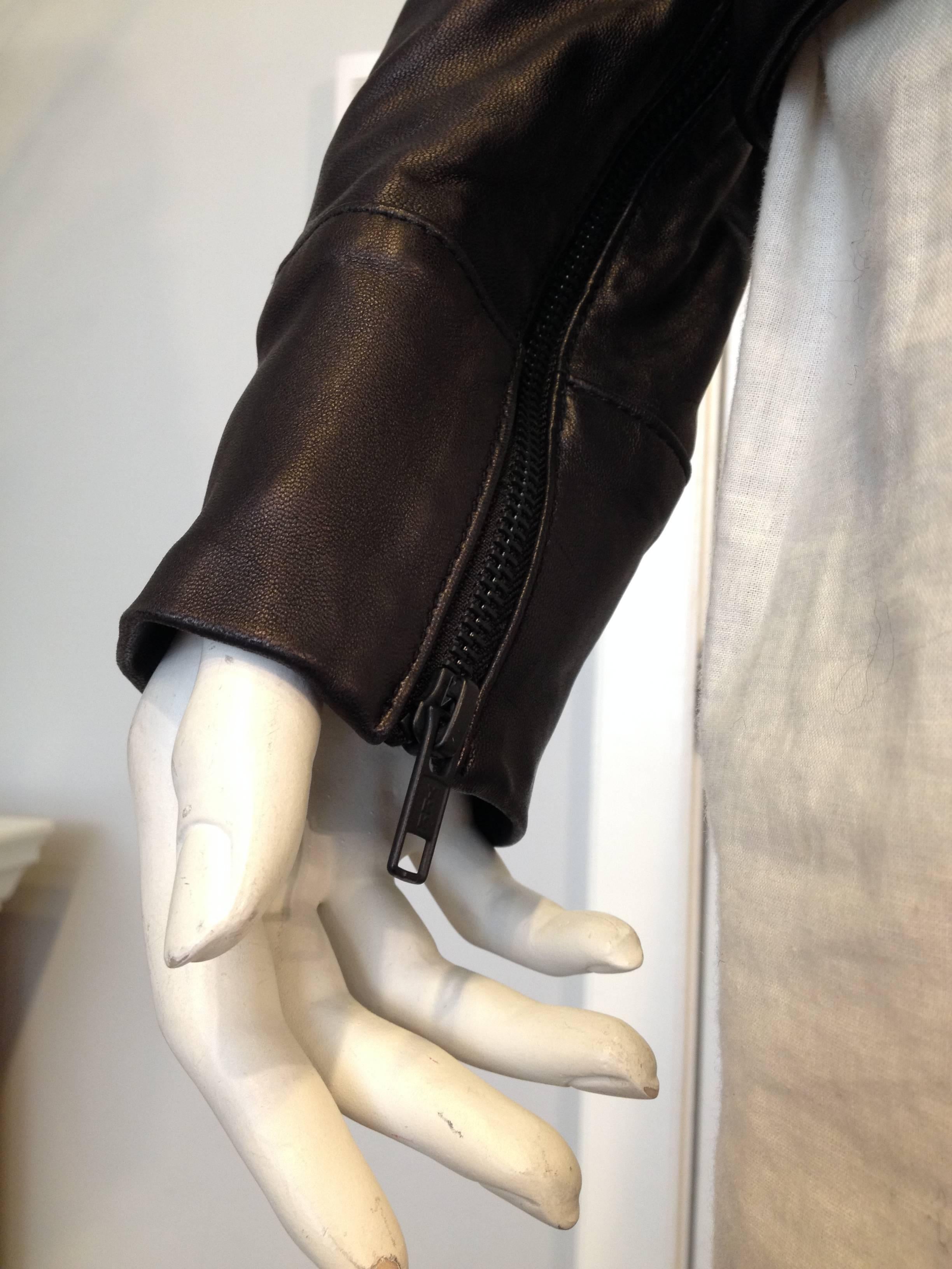 LGB Black Leather Hooded Bomber Jacket 1