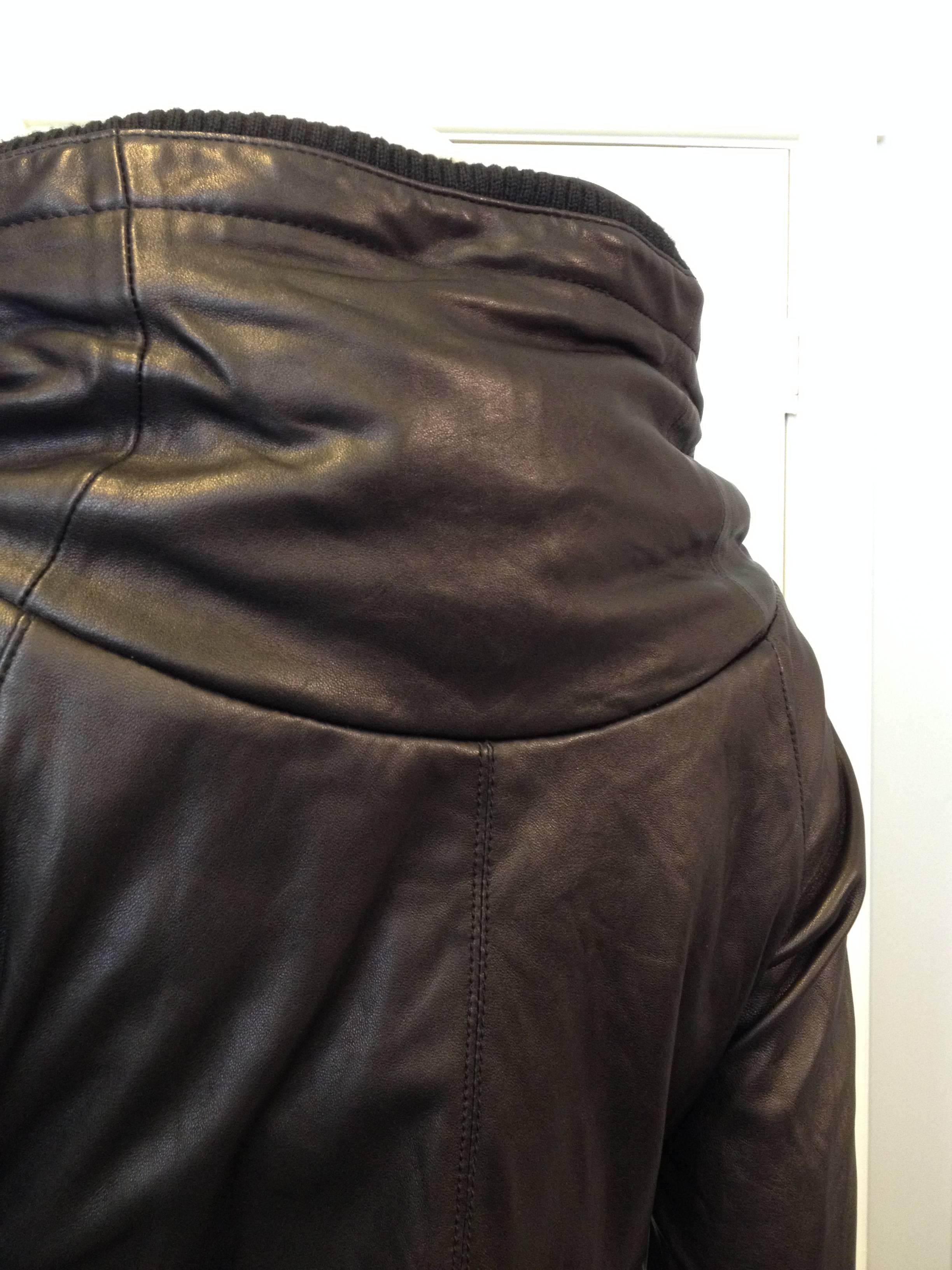 LGB Black Leather Hooded Bomber Jacket 2