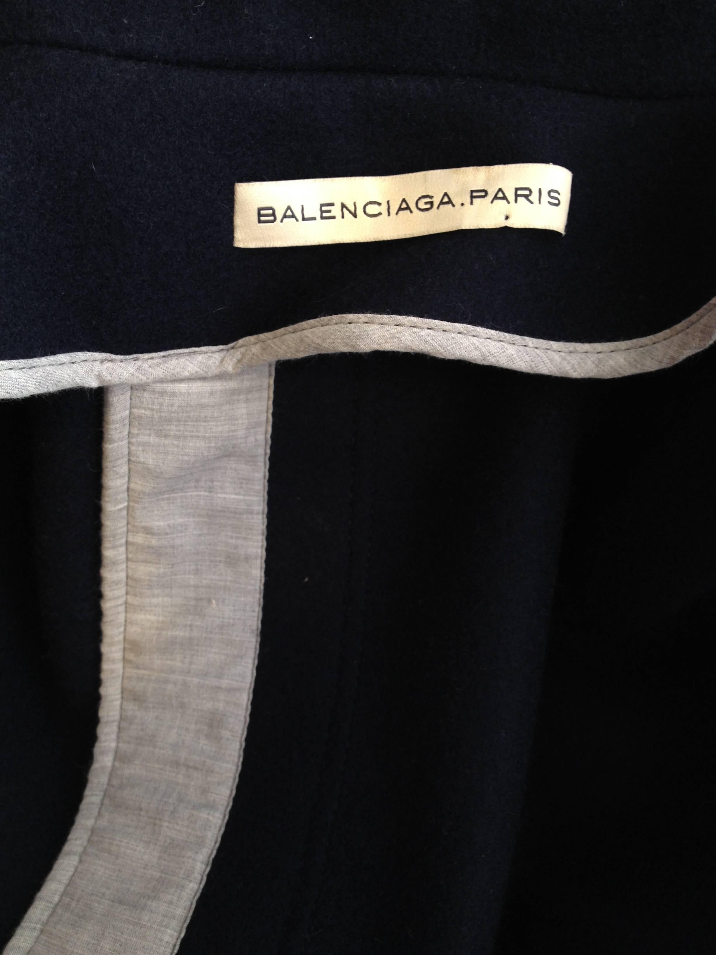 Balenciaga Navy Wool Coat Size 38 (6) 5
