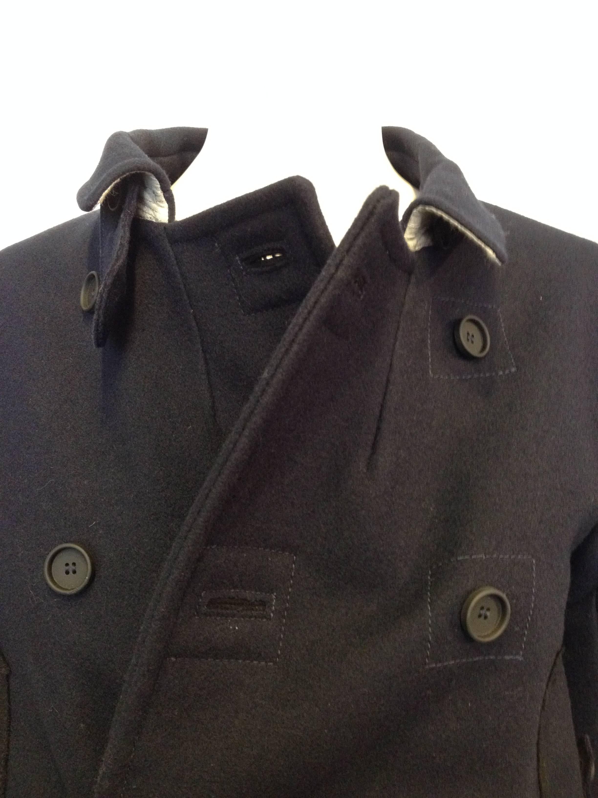 Women's Balenciaga Navy Wool Coat Size 38 (6)