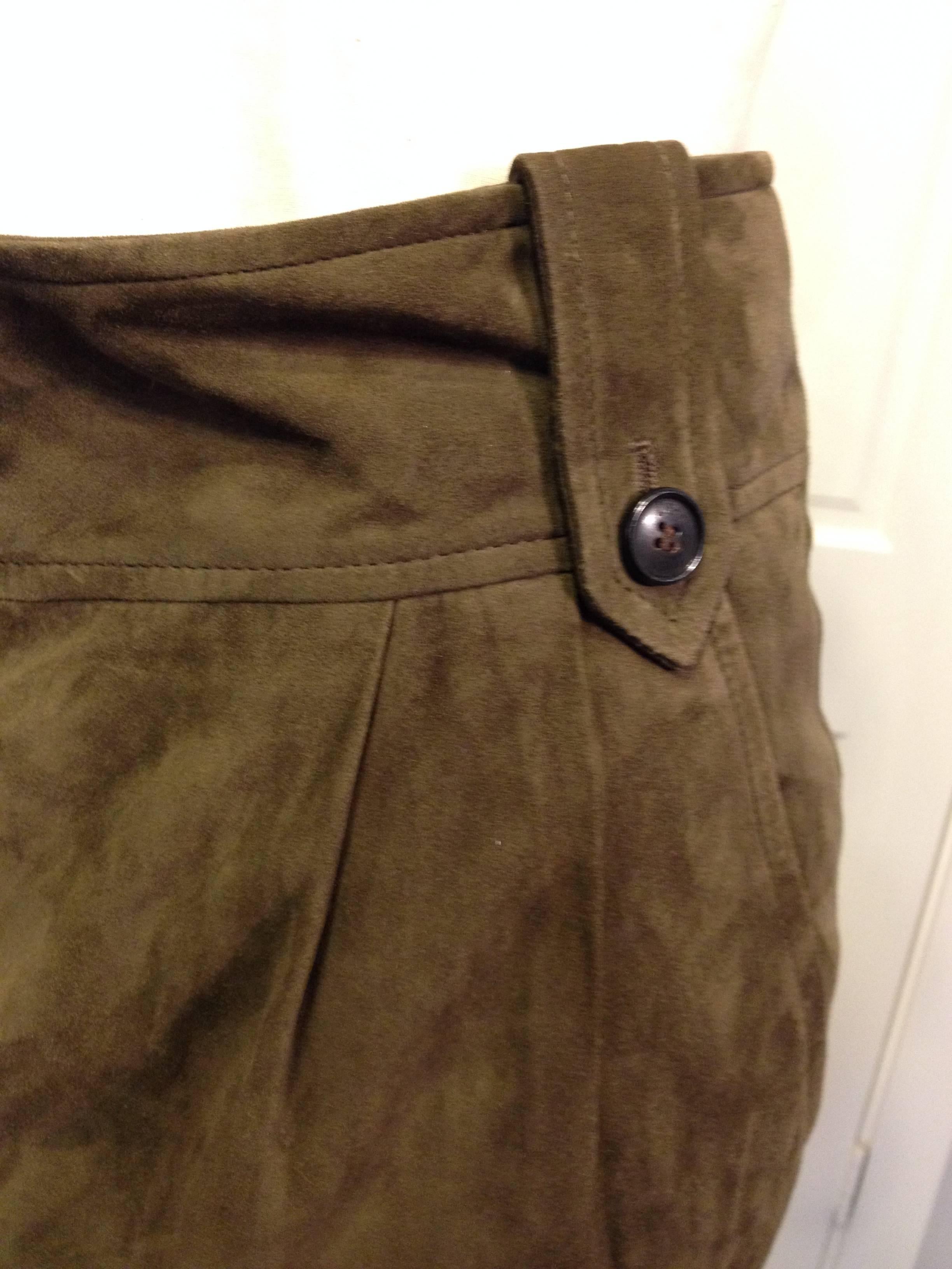 Women's Christian Dior Olive Suede Pants