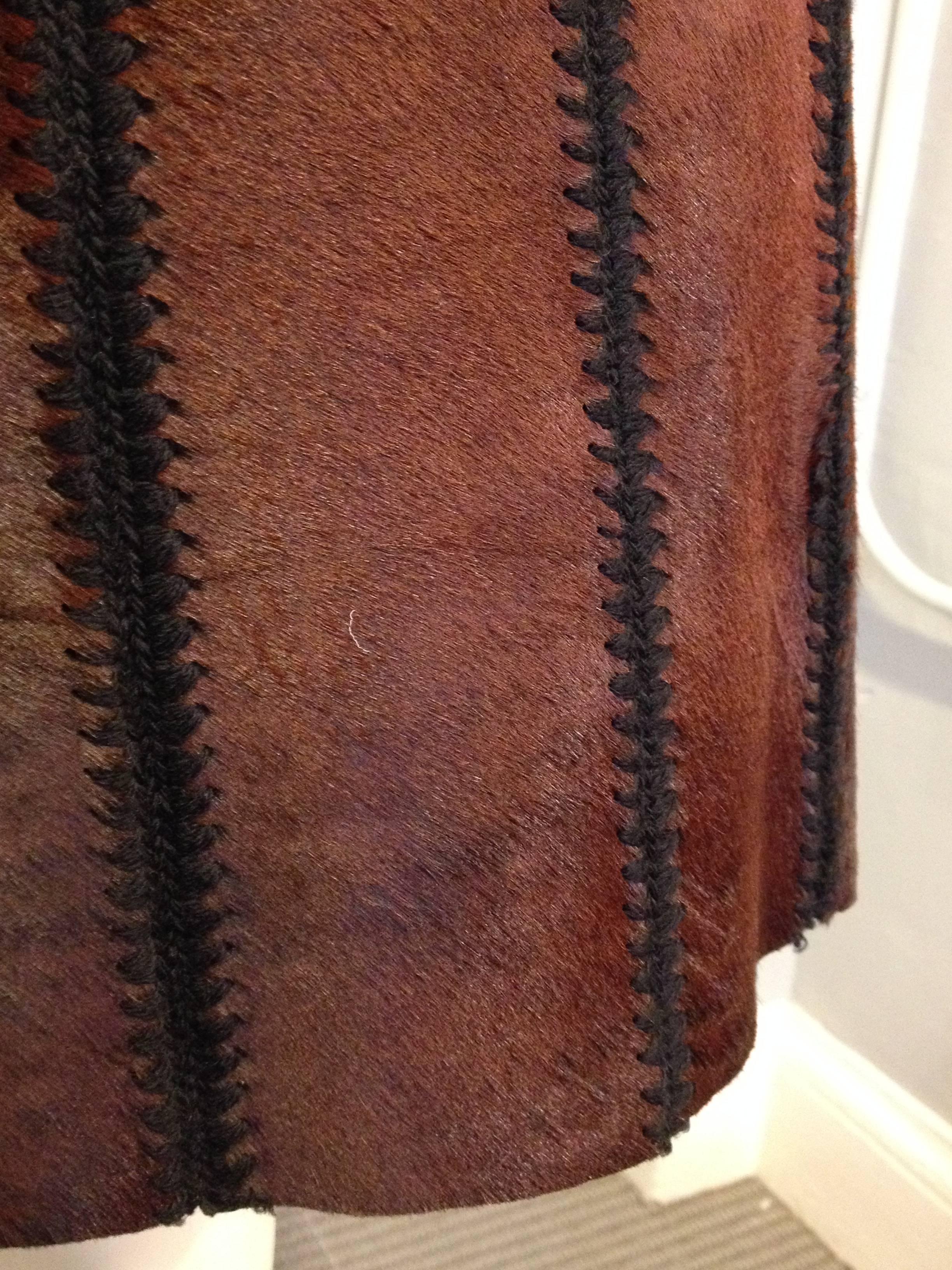 Women's Prada Burnt Caramel Ponyhair Skirt