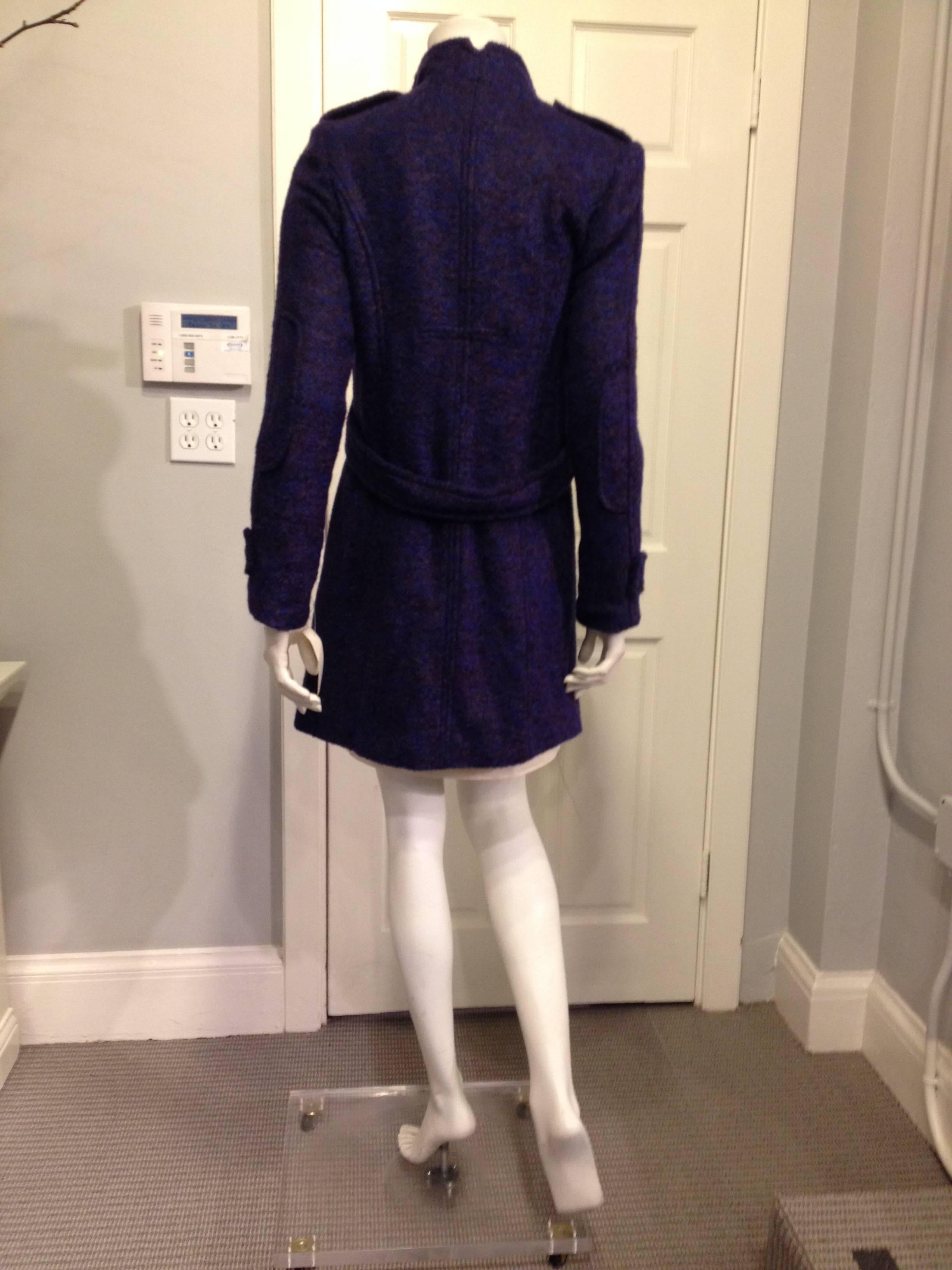 Black Proenza Schouler Royal Purple Tweed Coat Size 4