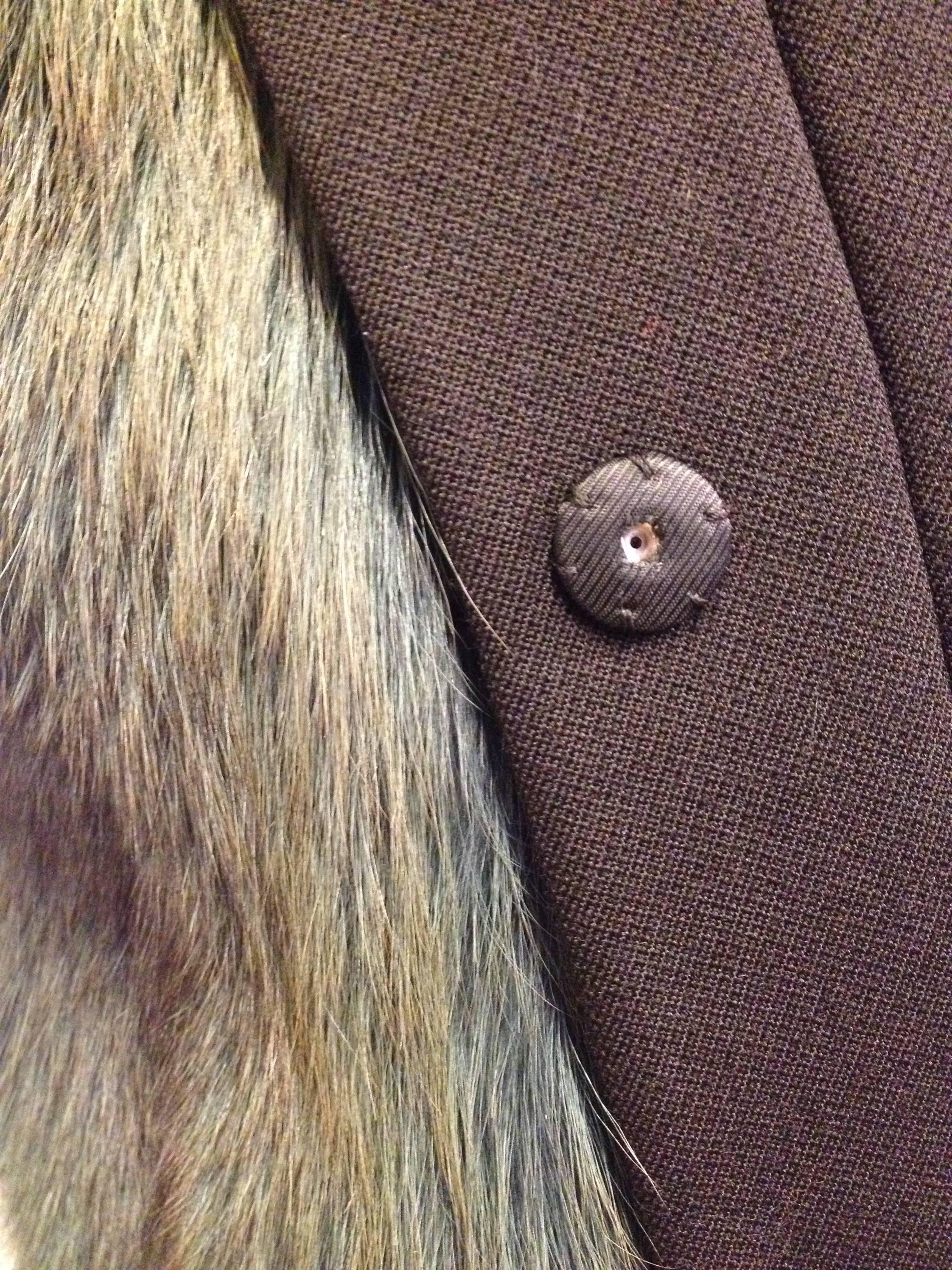 Prada Black Wool Coat with Green Fox Fur Collar 3