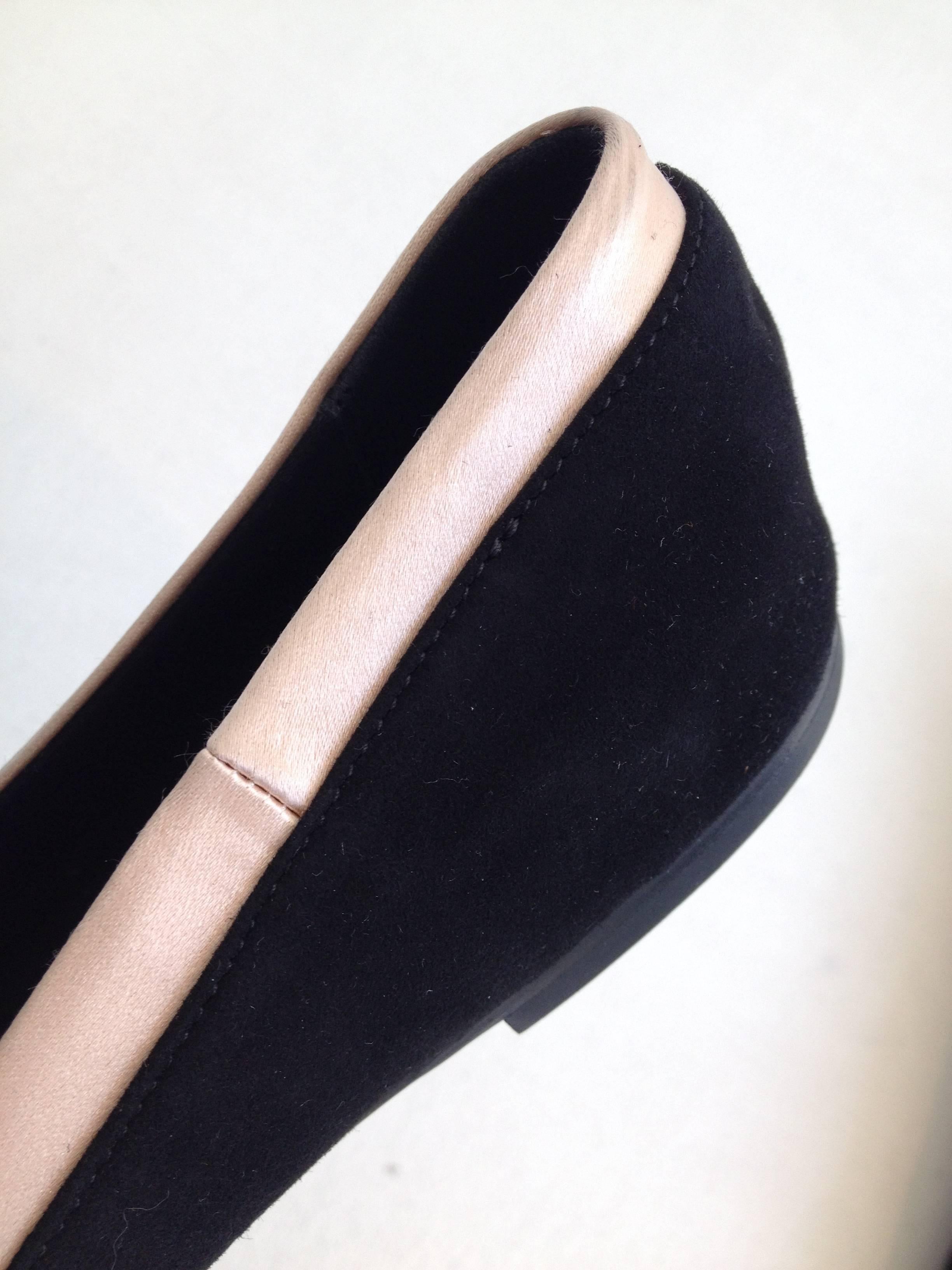 Giuseppe Zanotti Black and Pink Satin Ballerina Flats Size 38 (7.5) For Sale 1