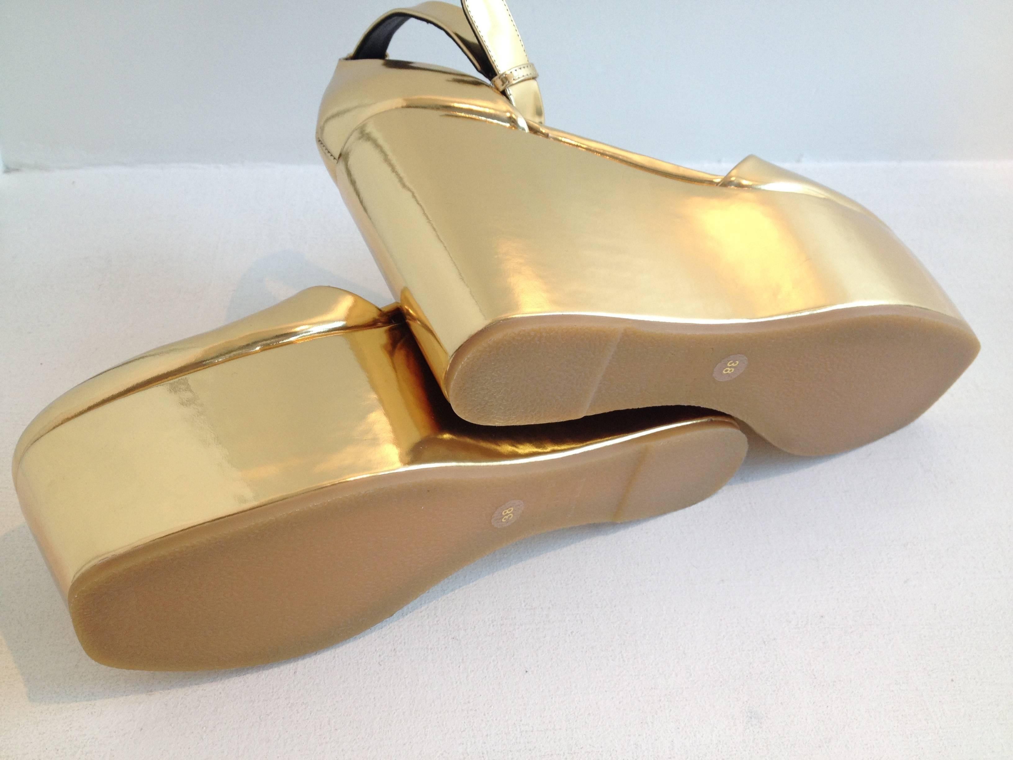 Celine Gold Metallic Platform Sandals 1