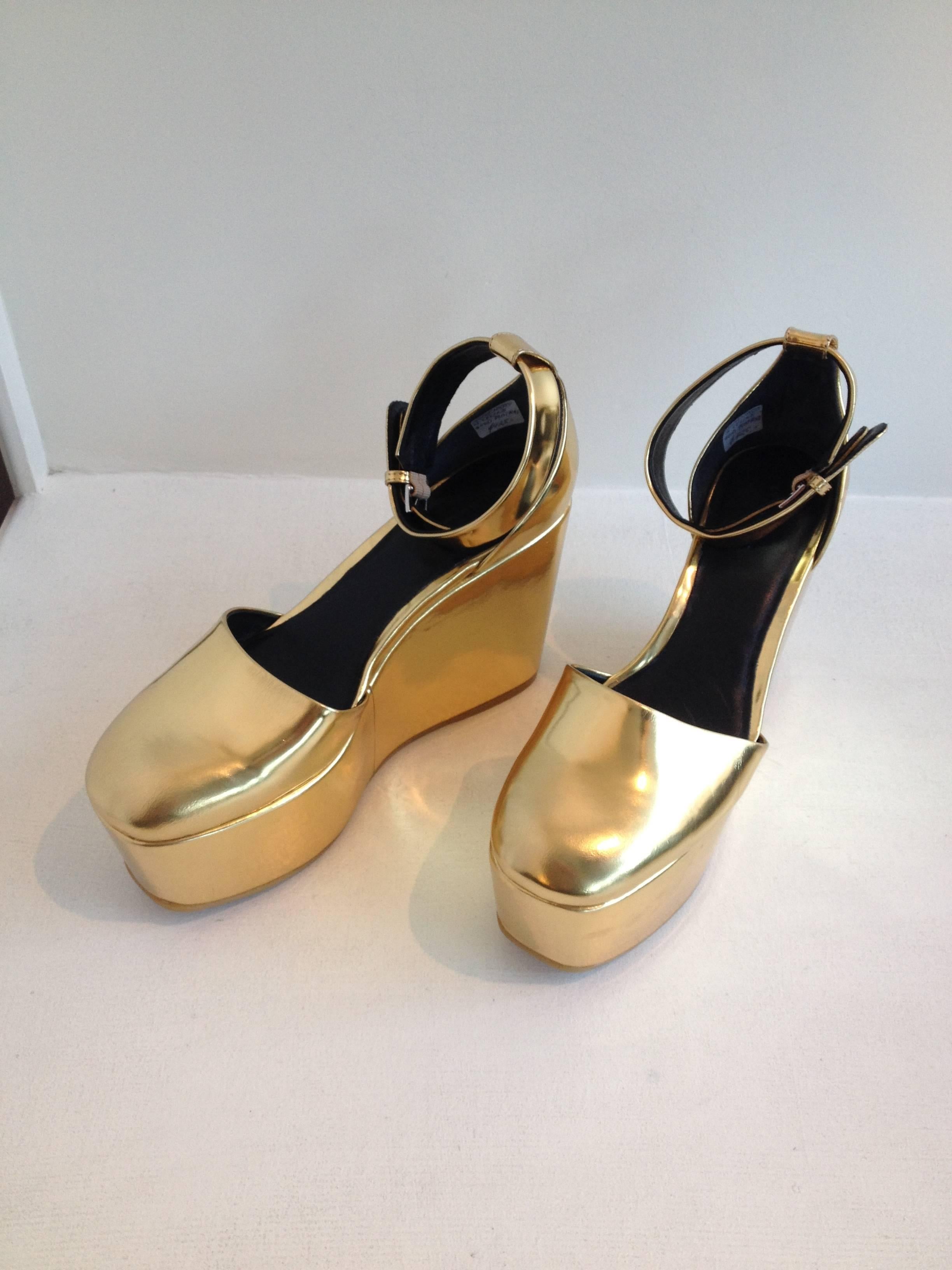metallic gold platform sandals