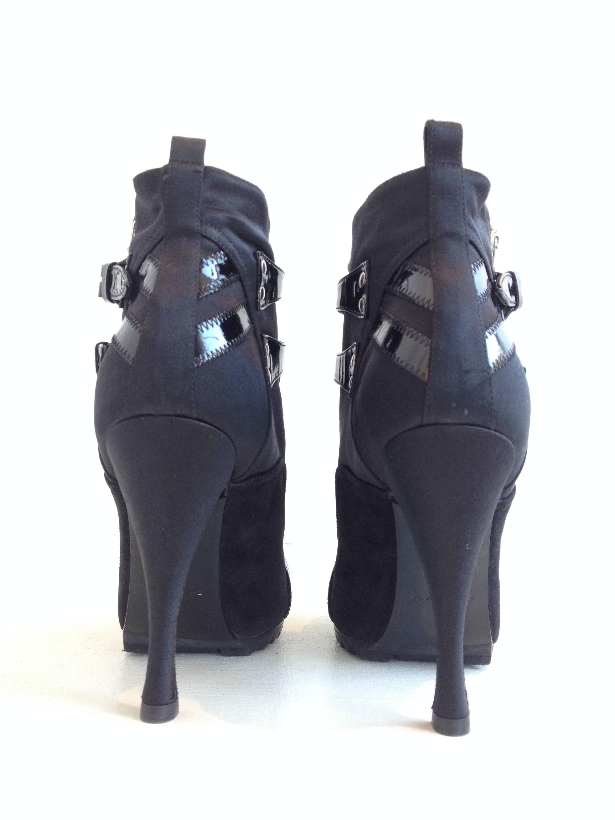Women's Balenciaga Black Satin Lace-up Bootie Size 38 (7.5)