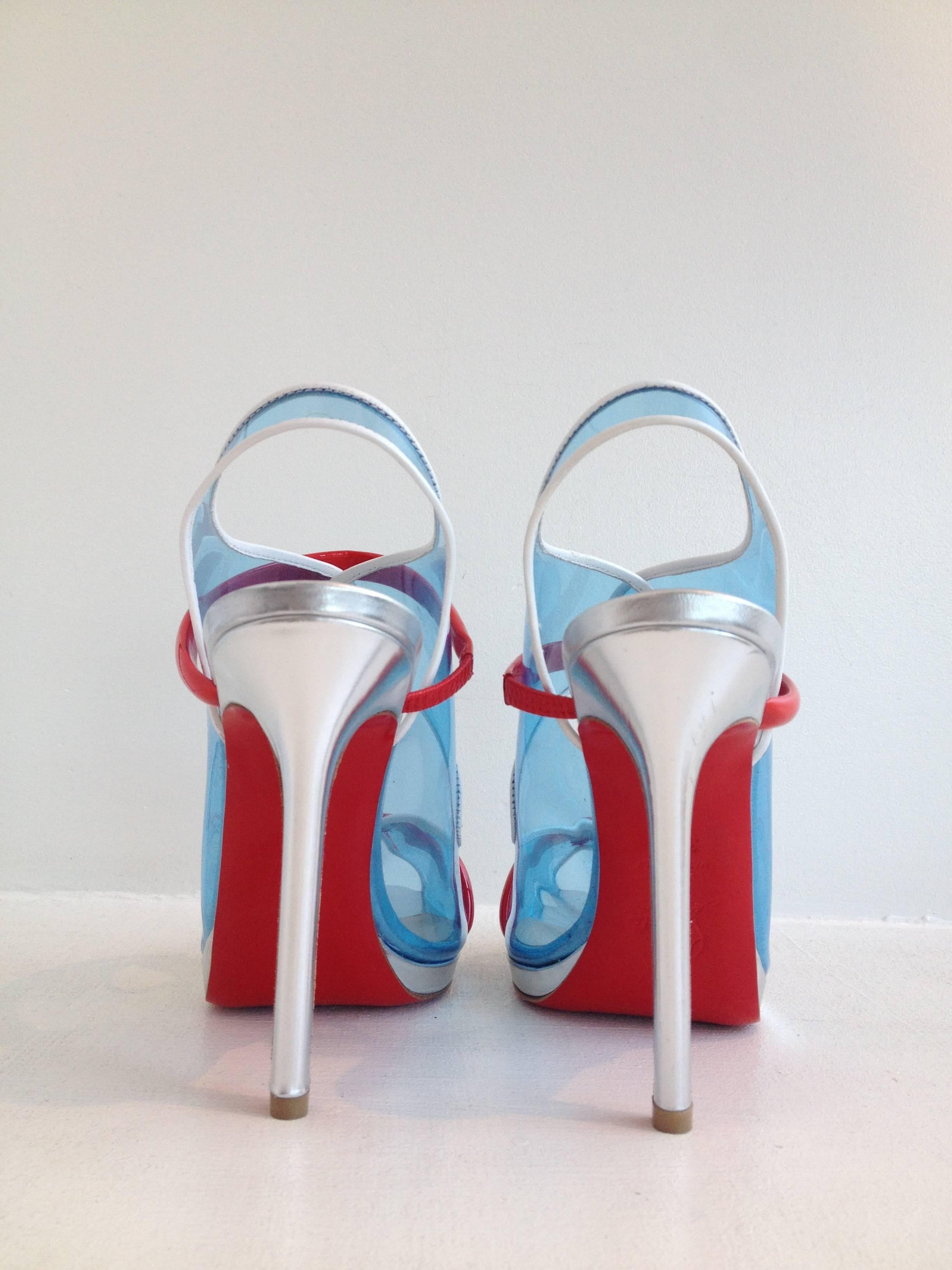 Women's Christian Louboutin Translucent Blue Heels Size 36.5 (6) For Sale