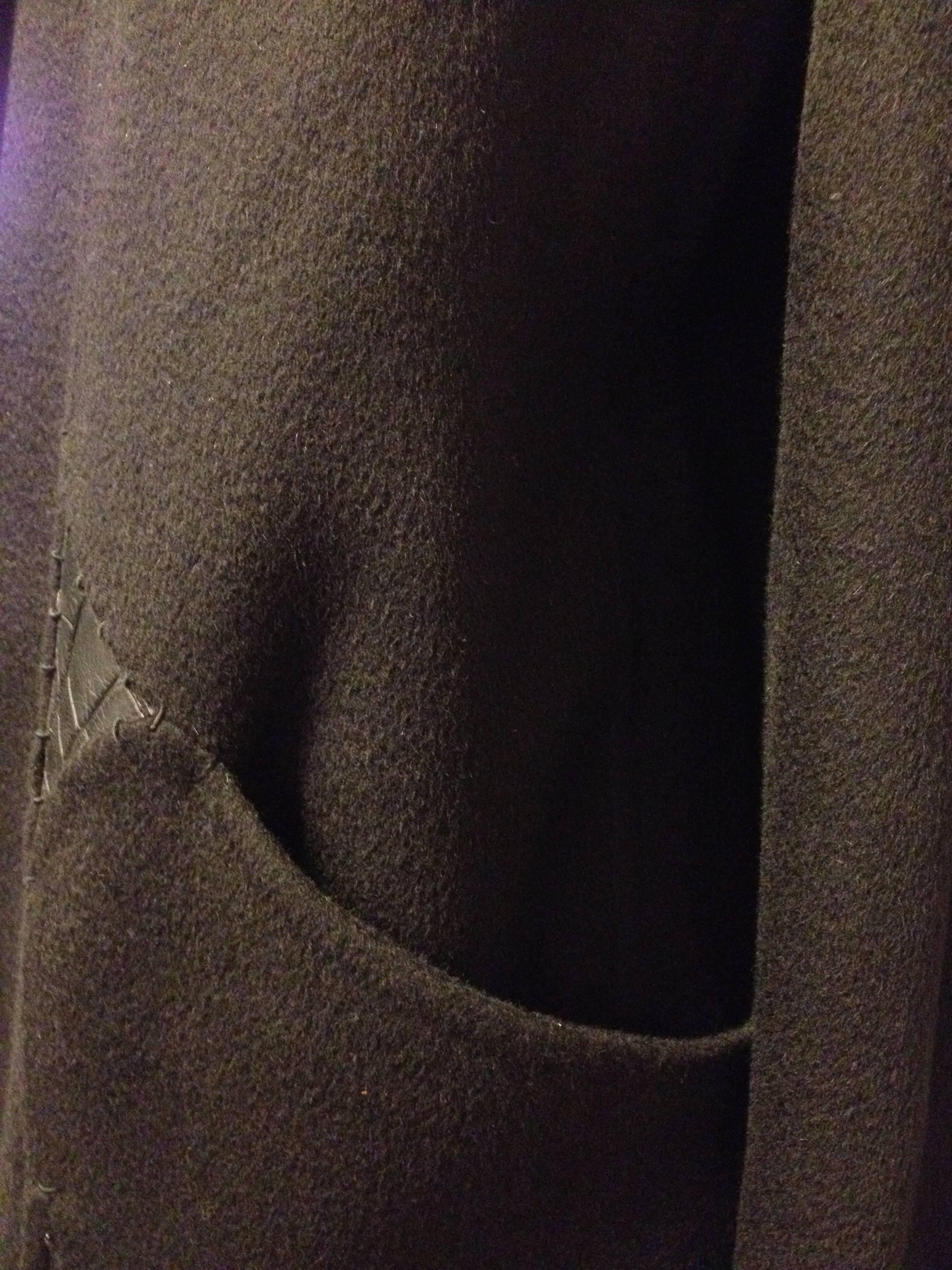 Chado Black Cashmere Coat with Alligator Insets Size L 1