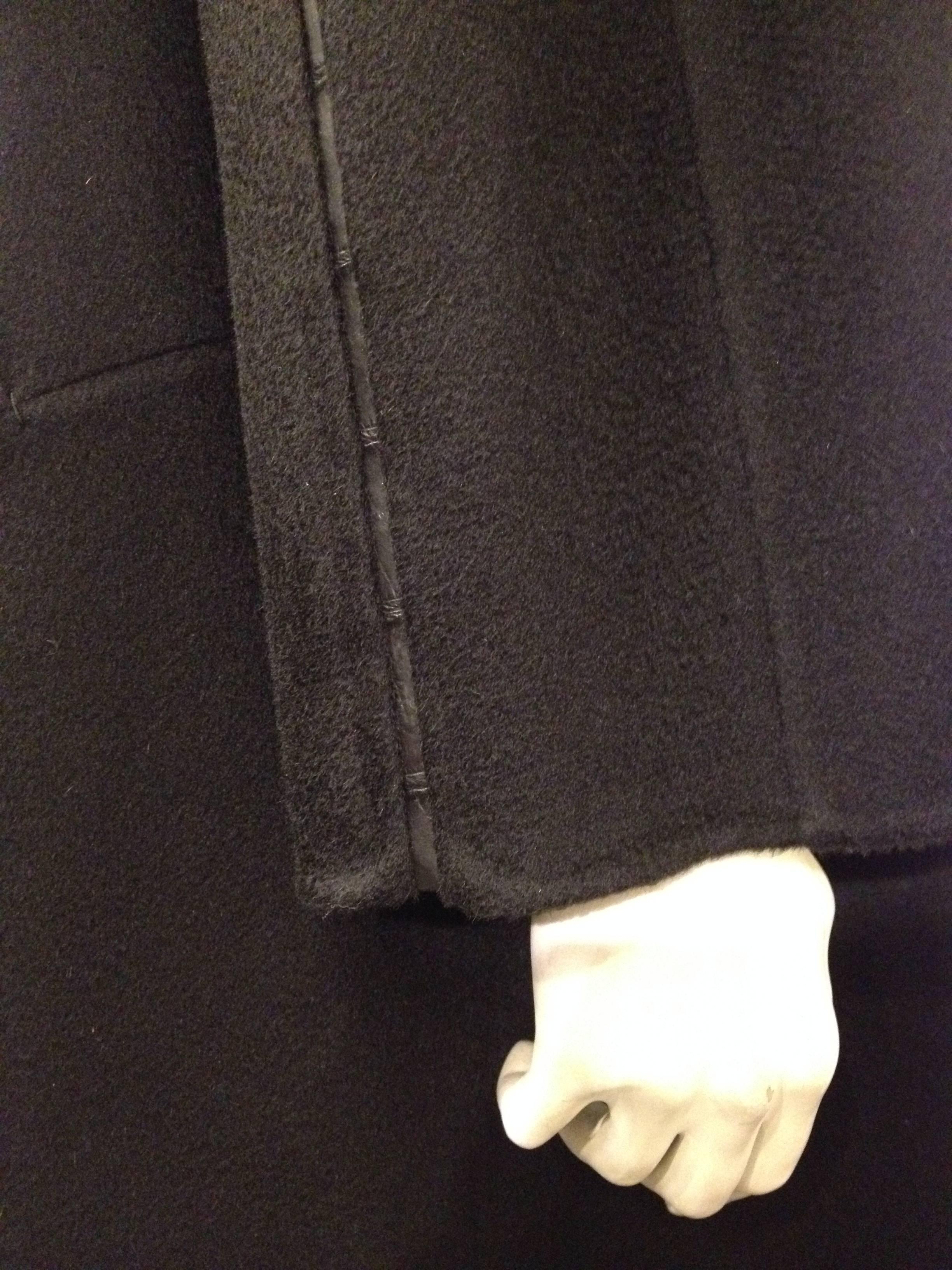 Chado Black Cashmere Coat with Alligator Insets Size L 2