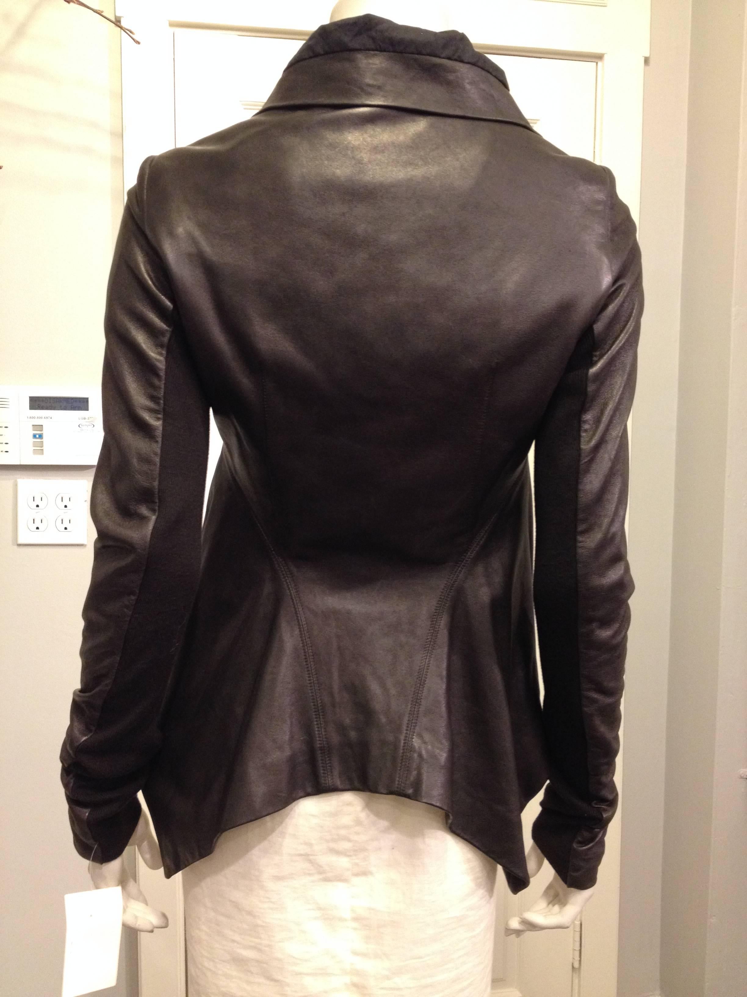 Rick Owens Black Leather Jacket In Excellent Condition In San Francisco, CA