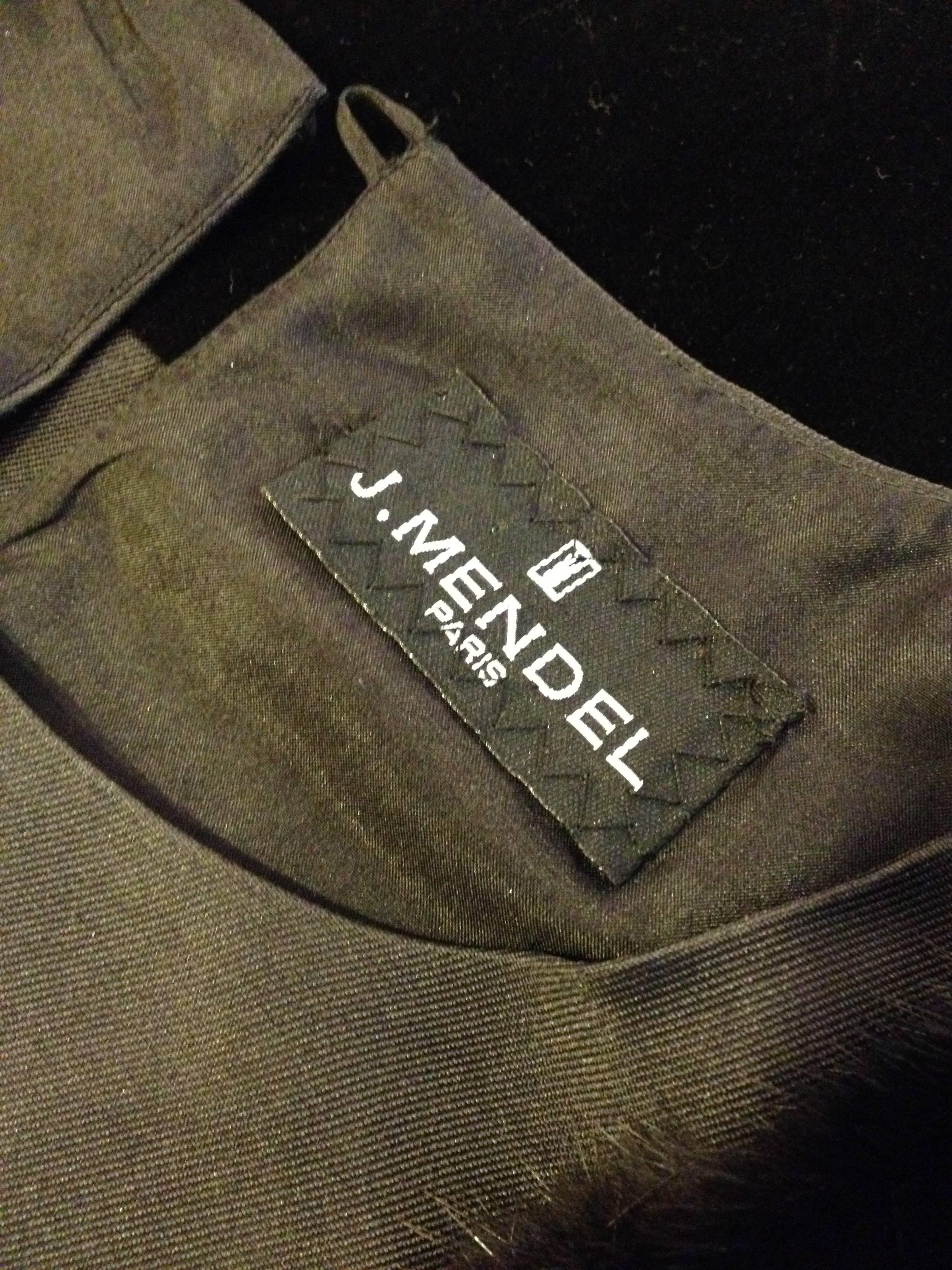 J. Mendel Black Silk Dress with Fur Epaulettes Size 10 6