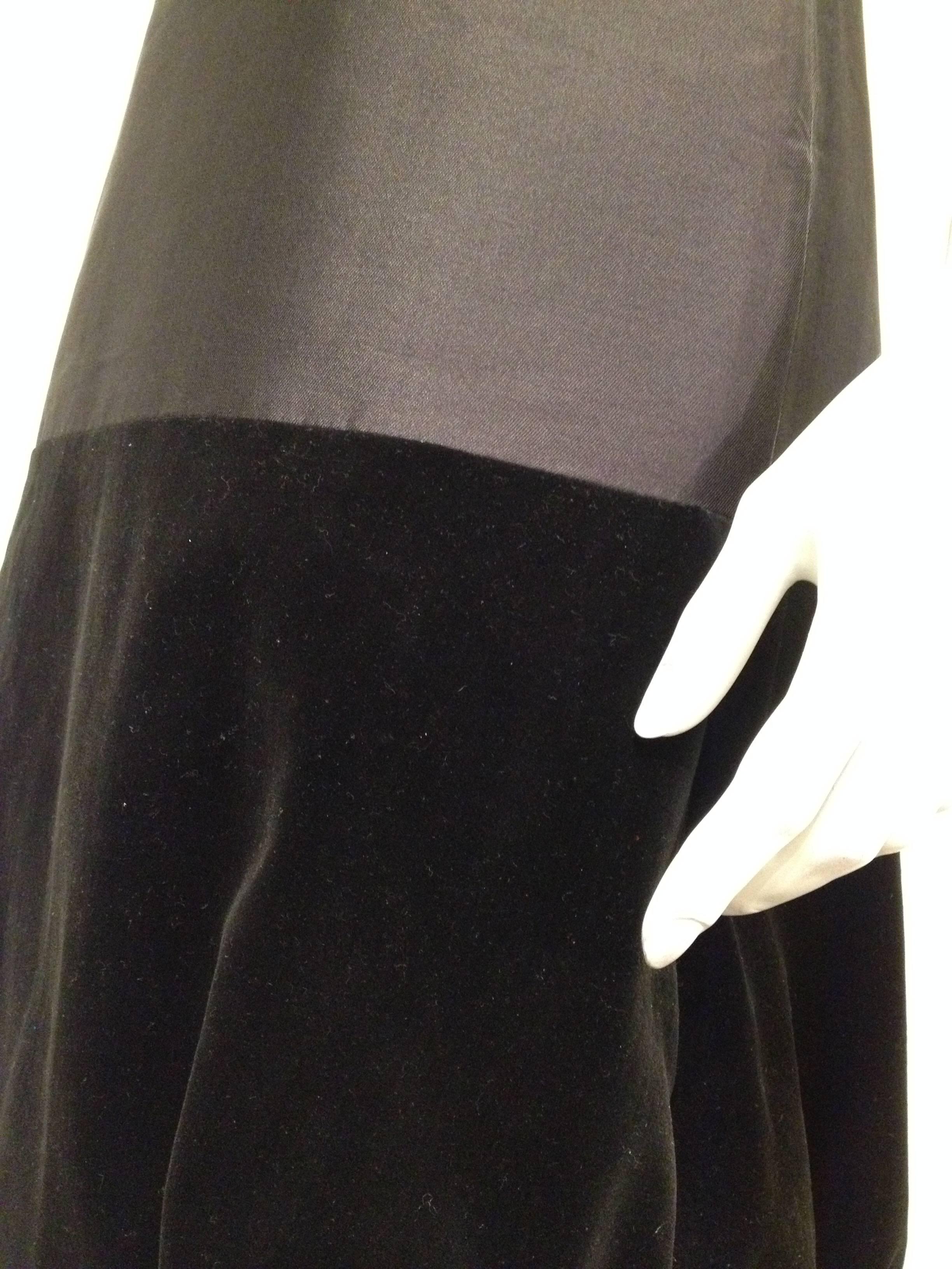 J. Mendel Black Silk Dress with Fur Epaulettes Size 10 1